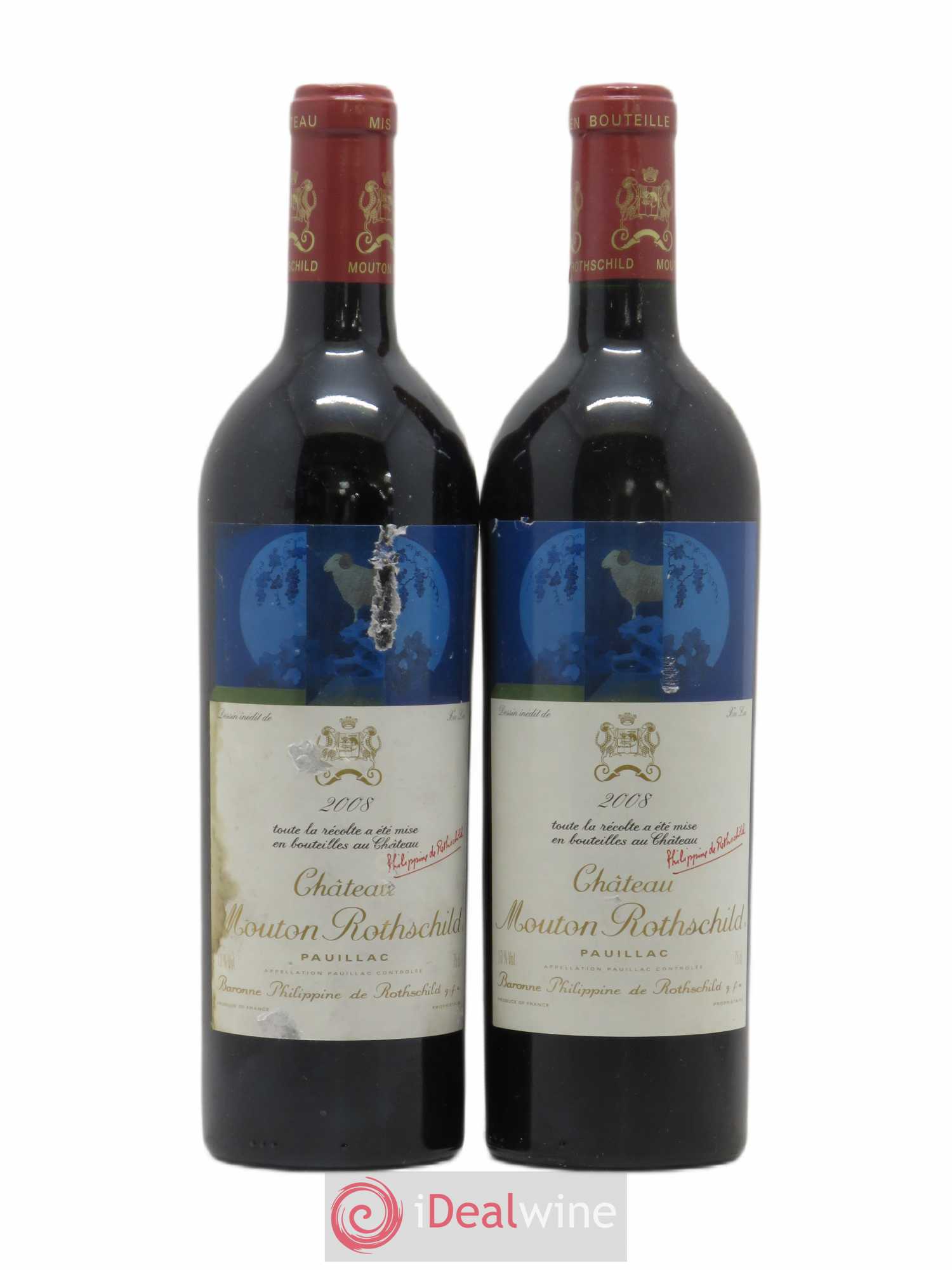 Château Mouton Rothschild 1er Grand Cru Classé 2008 - Lot de 2 bouteilles - 0