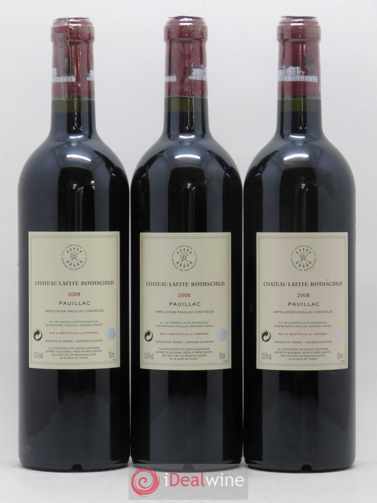 Château Lafite Rothschild 1er Grand Cru Classé 2008 - Lot de 3 bouteilles - 1
