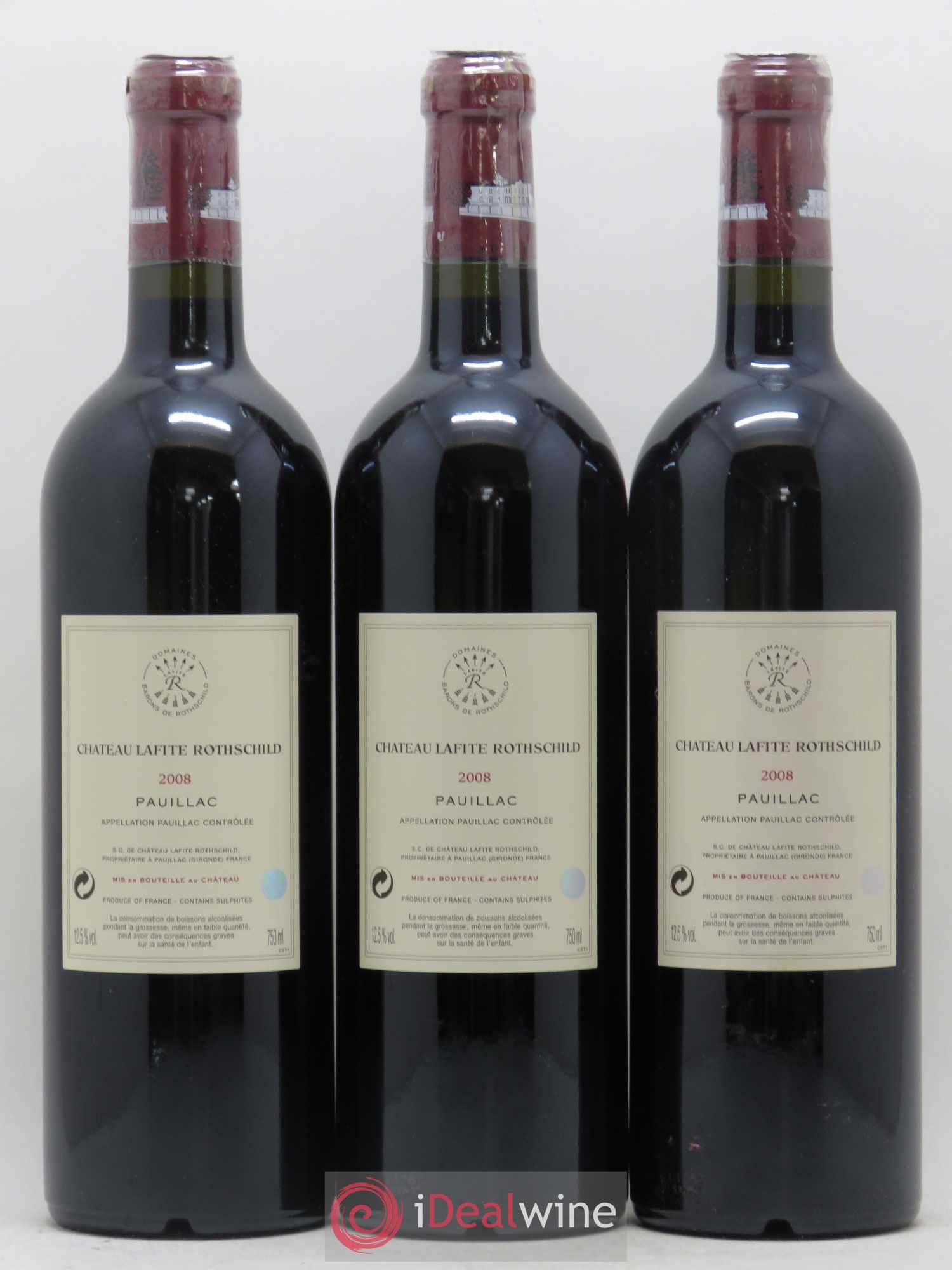 Château Lafite Rothschild 1er Grand Cru Classé 2008 - Lot de 3 bouteilles - 1