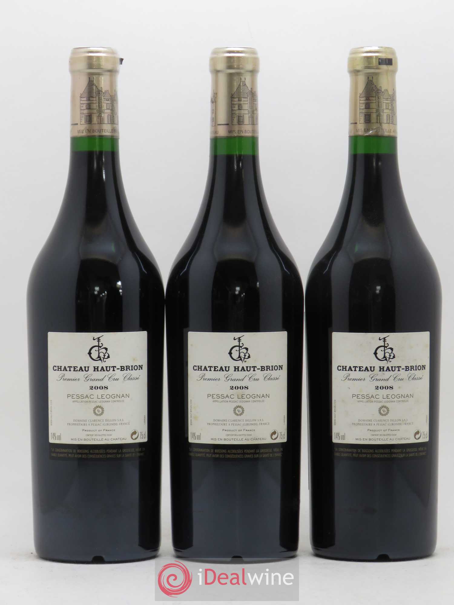 Château Haut Brion 1er Grand Cru Classé 2008 - Lot de 3 bouteilles - 1