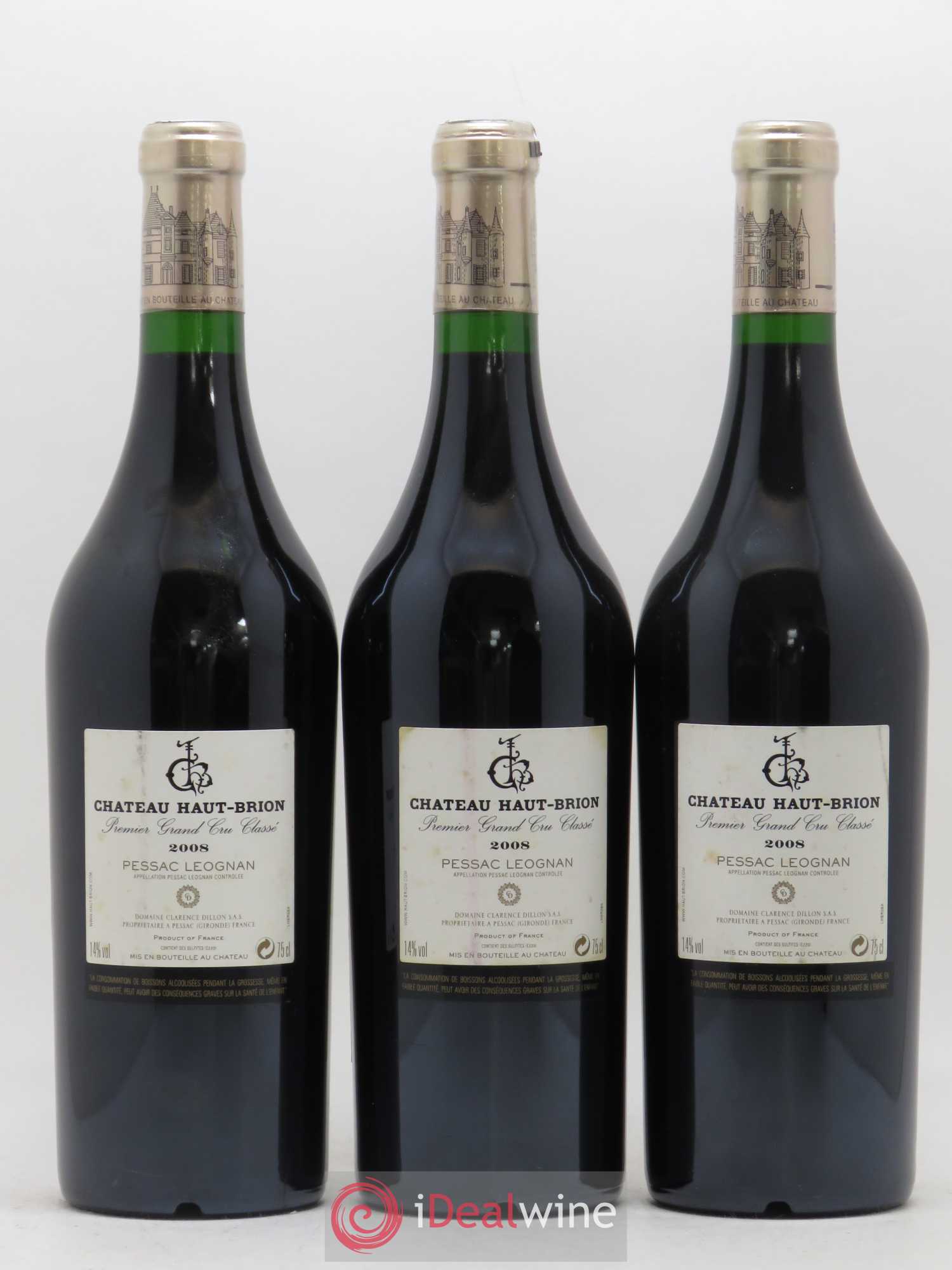 Château Haut Brion 1er Grand Cru Classé 2008 - Lot of 3 bottles - 1