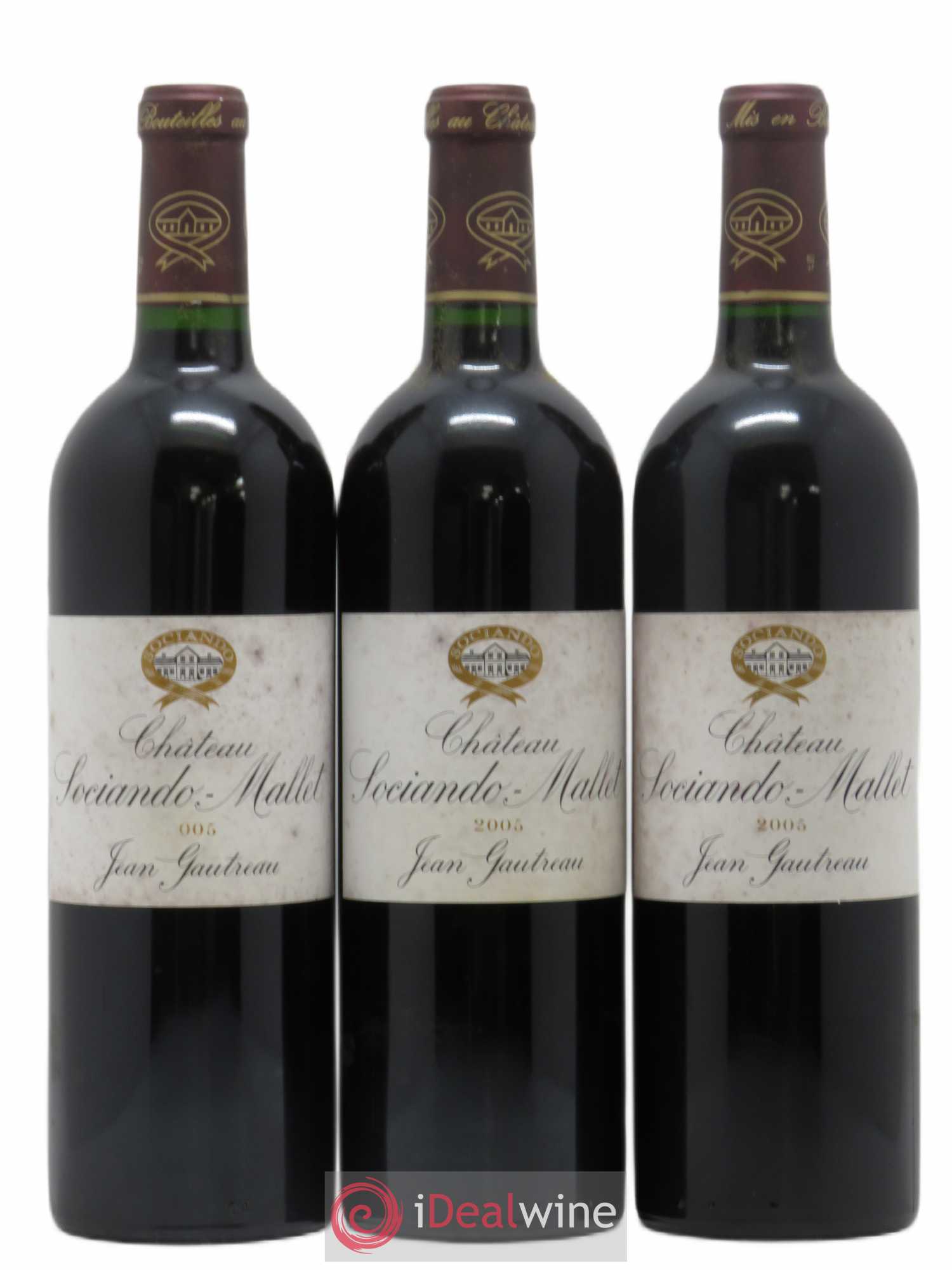 Château Sociando Mallet 2005 - Lot de 3 bouteilles - 0