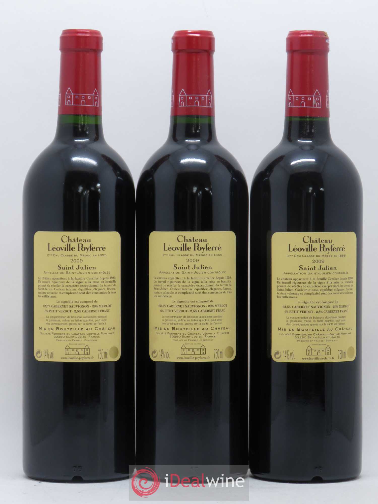 Château Léoville Poyferré 2ème Grand Cru Classé 2009 - Lot de 3 bouteilles - 1