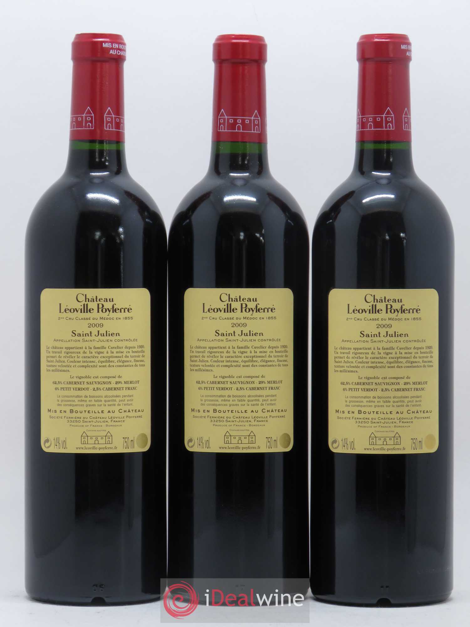 Château Léoville Poyferré 2ème Grand Cru Classé 2009 - Lot de 3 bouteilles - 1