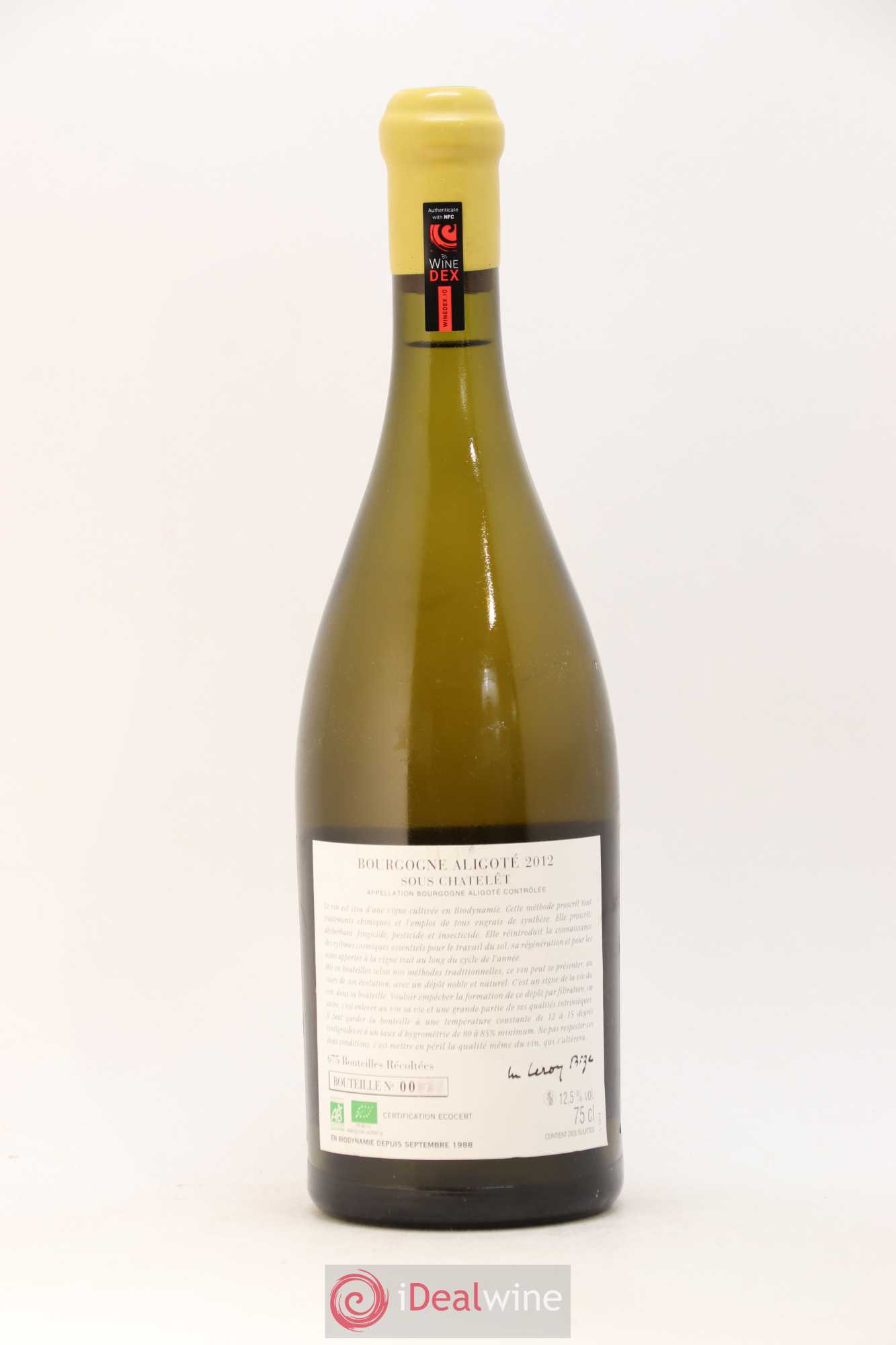 Bourgogne Aligoté Sous Chatelet d'Auvenay (Domaine) 2012 - Lot de 1 bouteille - 1