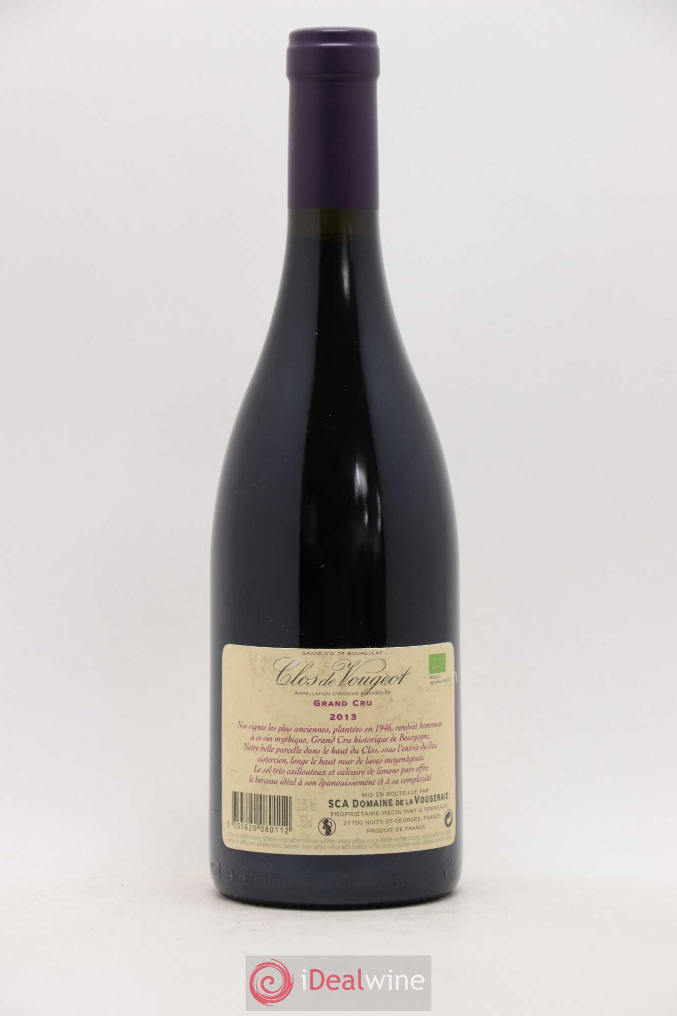 Clos de Vougeot Grand Cru La Vougeraie 2013 - Lot de 1 bouteille - 1