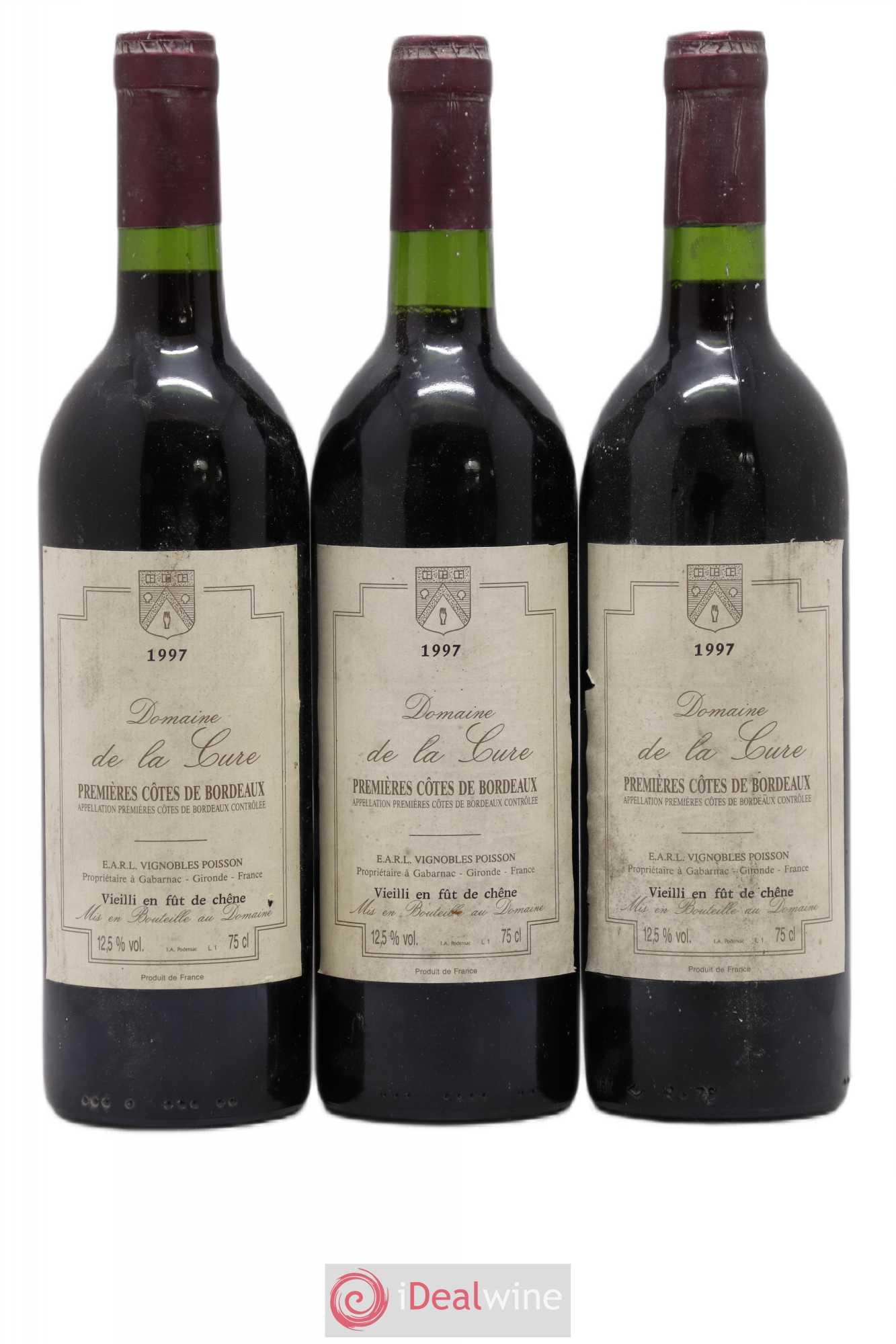 Premières Côtes de Bordeaux Domaine de la Cure 1997 - Posten von 3 Flaschen - 0
