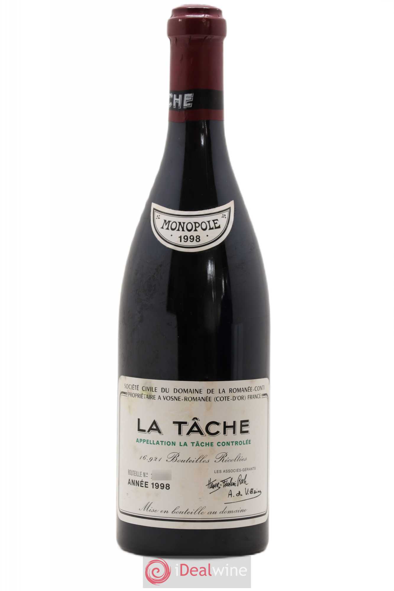 La Tâche Grand Cru Domaine de la Romanée-Conti 1998 - Lot de 1 bouteille - 0