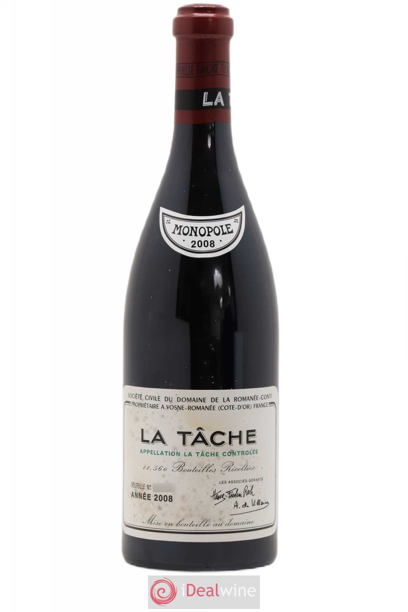 La Tâche Grand Cru Domaine de la Romanée-Conti 2008 - Lot de 1 bouteille - 0