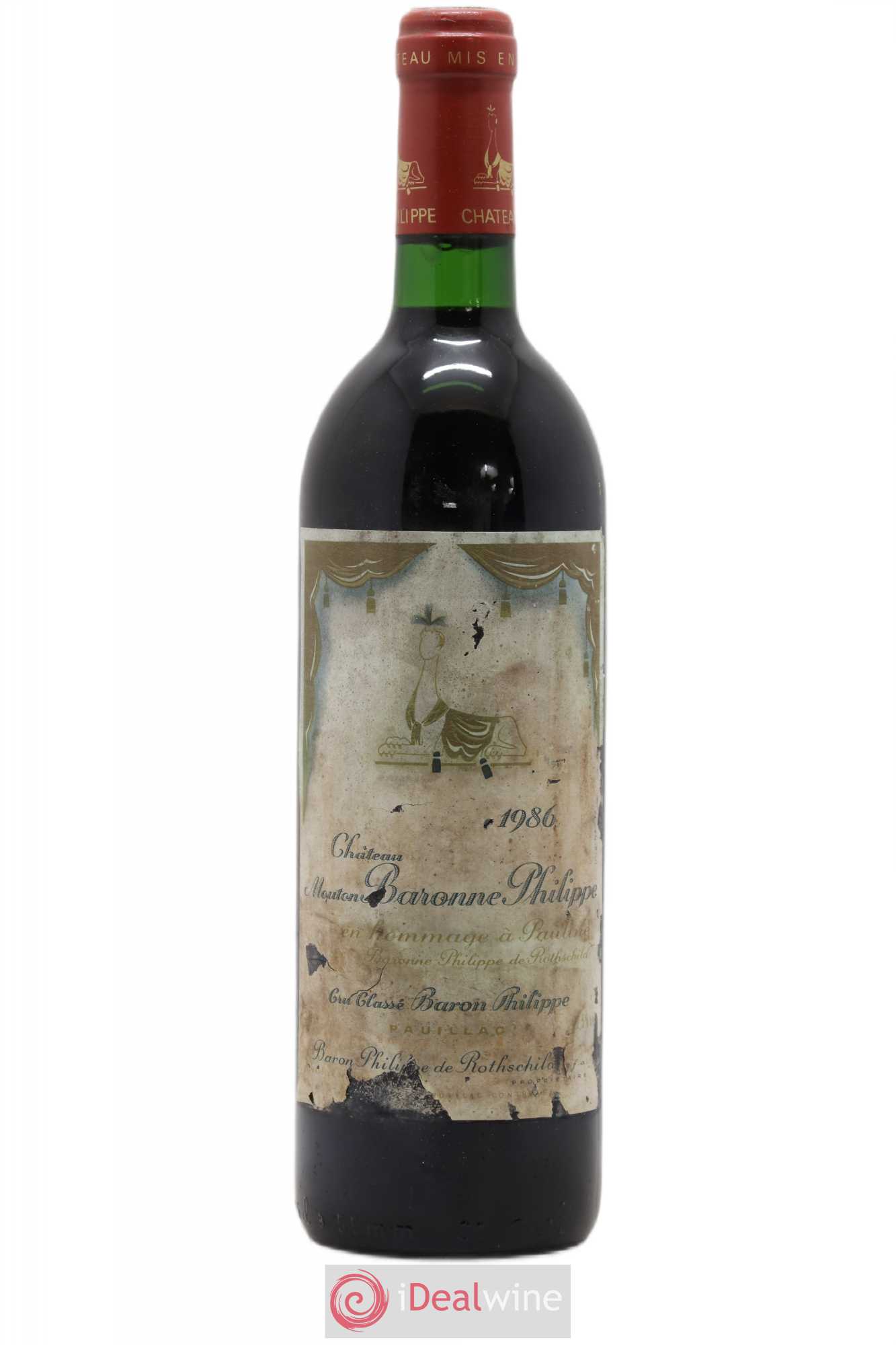 Château d' Armailhac - Mouton Baron(ne) Philippe 5ème Grand Cru Classé 1986 - Lot de 1 bouteille - 0