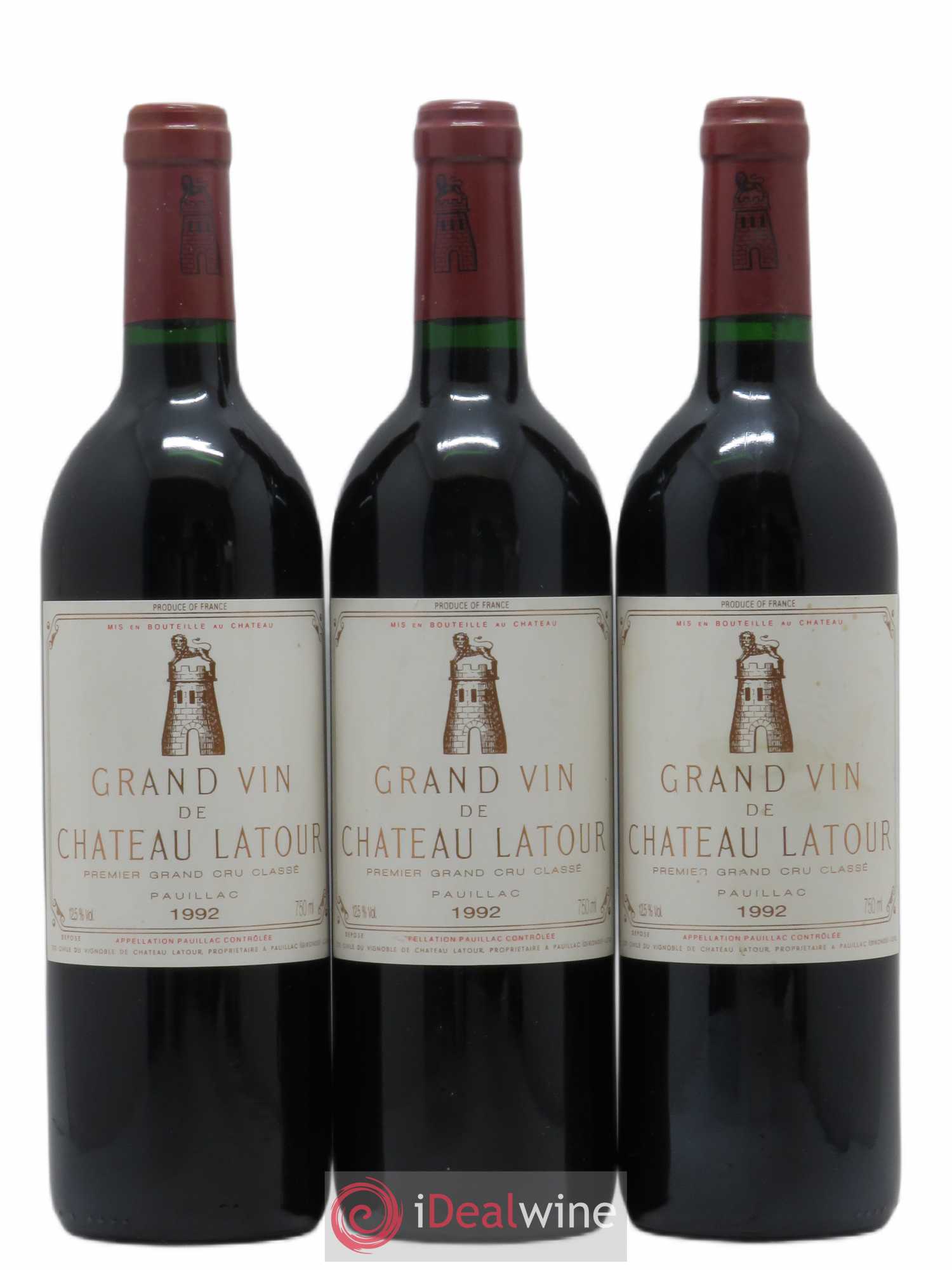 Château Latour 1er Grand Cru Classé 1992 - Lot de 3 bouteilles - 0