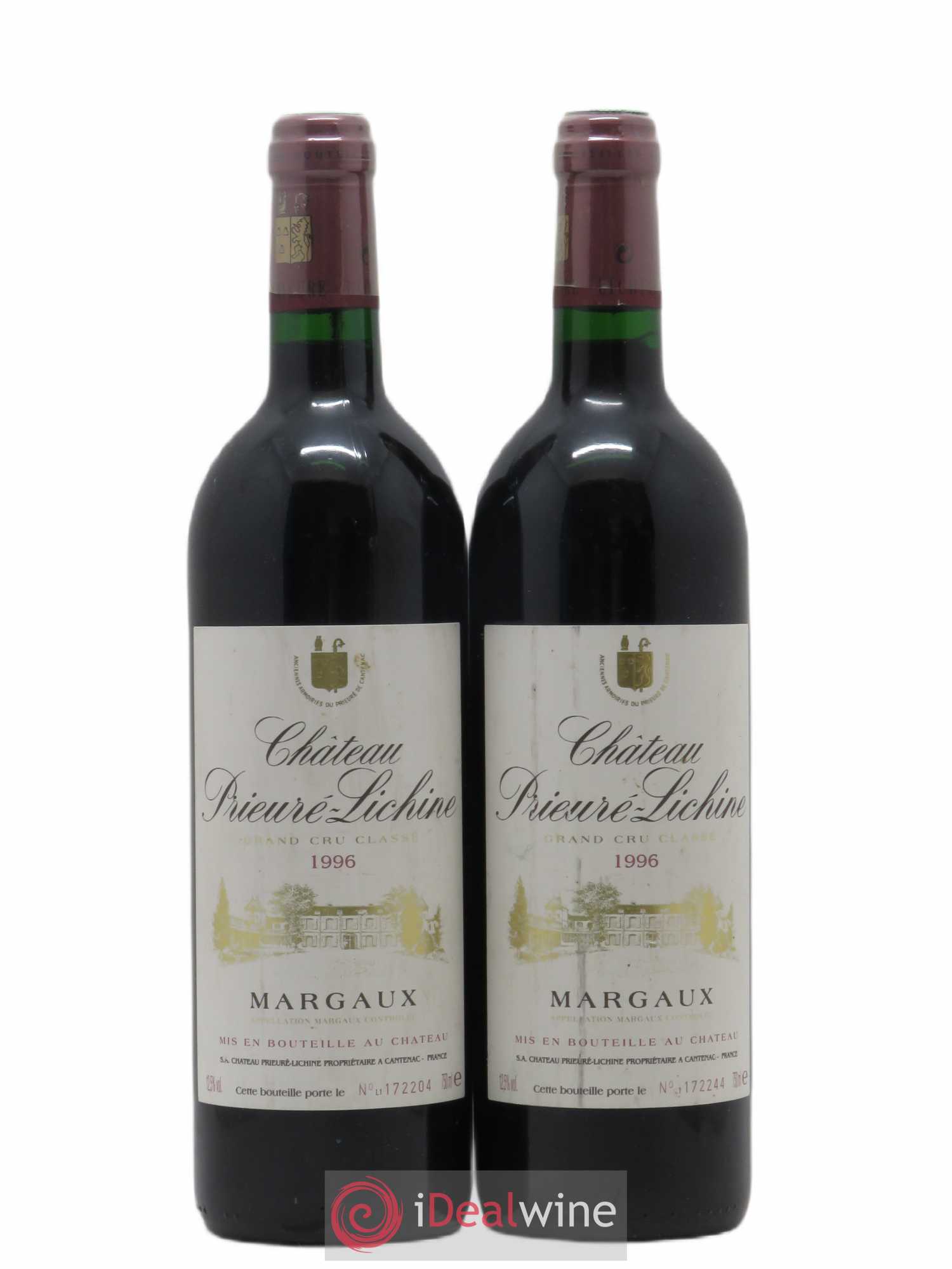 Château Prieuré Lichine 4ème Grand Cru Classé 1996 - Lot de 2 bouteilles - 0