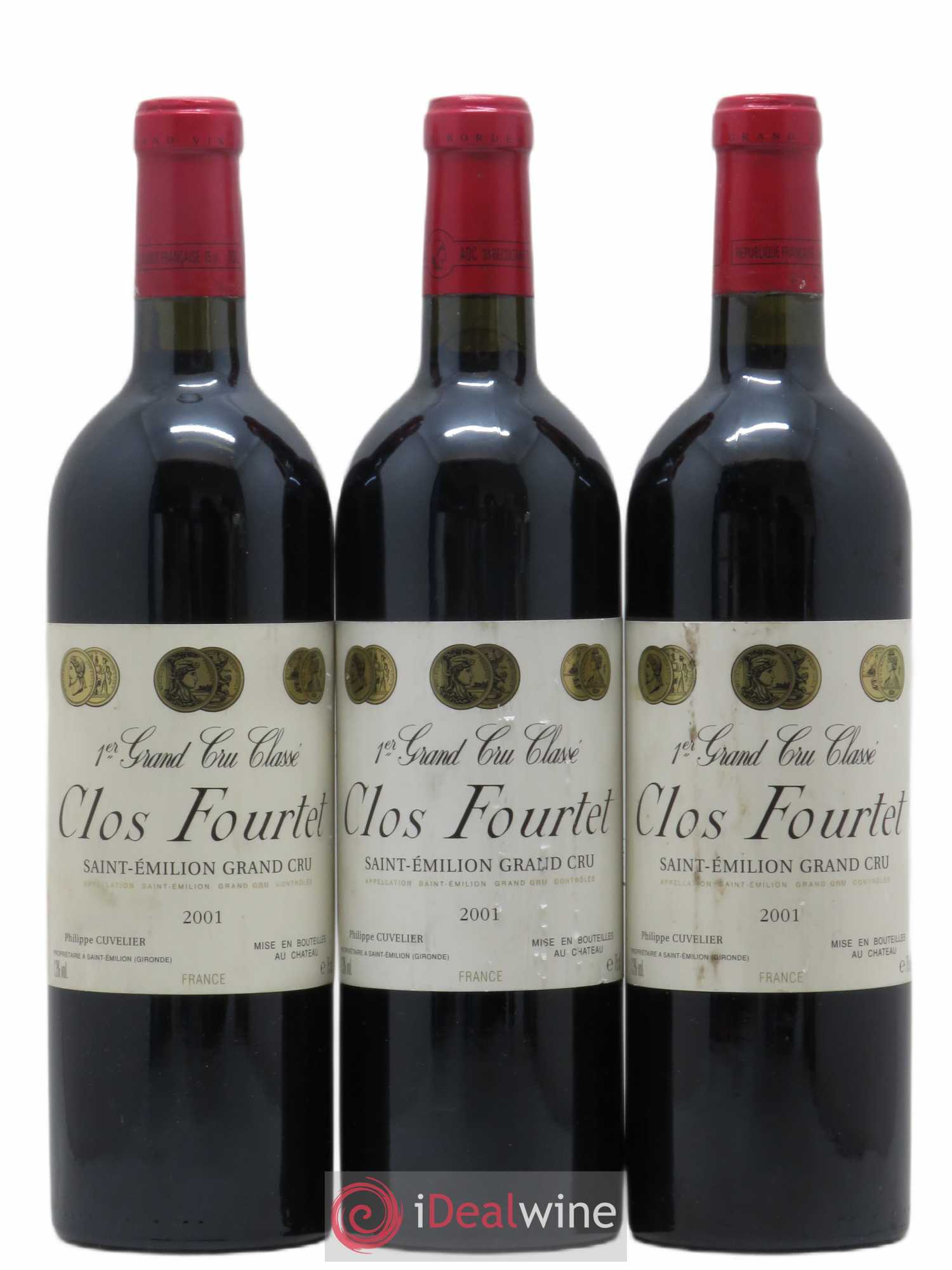 Clos Fourtet 1er Grand Cru Classé B 2001 - Lot de 3 bouteilles - 0