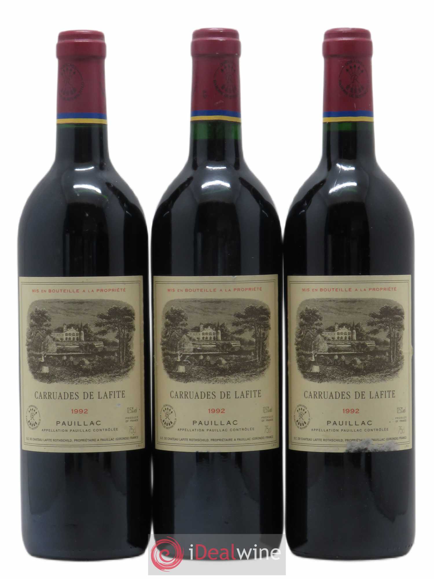 Carruades de Lafite Rothschild Second Vin 1992 - Lot de 3 bouteilles - 0