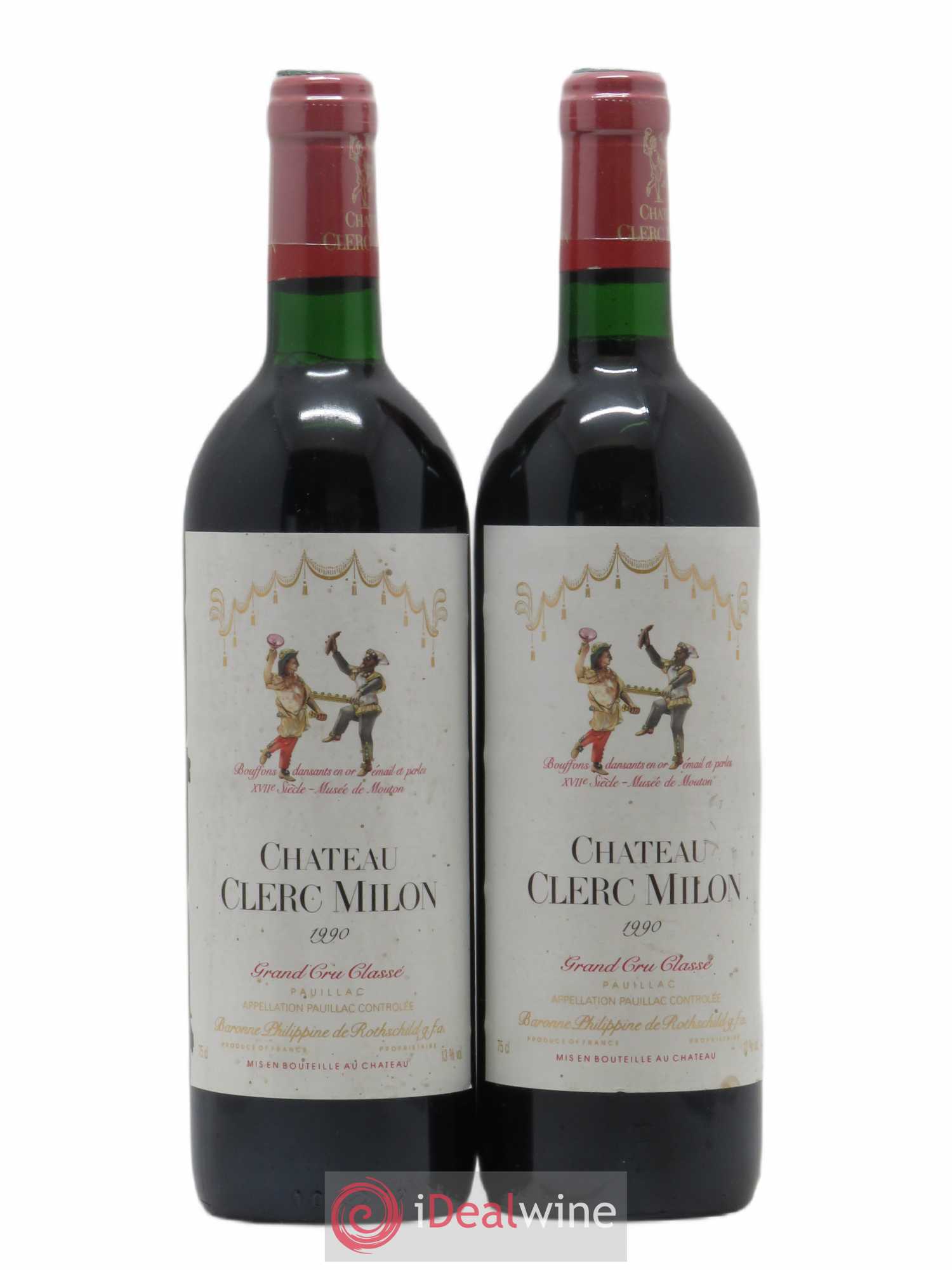 Château Clerc Milon 5ème Grand Cru Classé 1990 - Lot de 2 bouteilles - 0