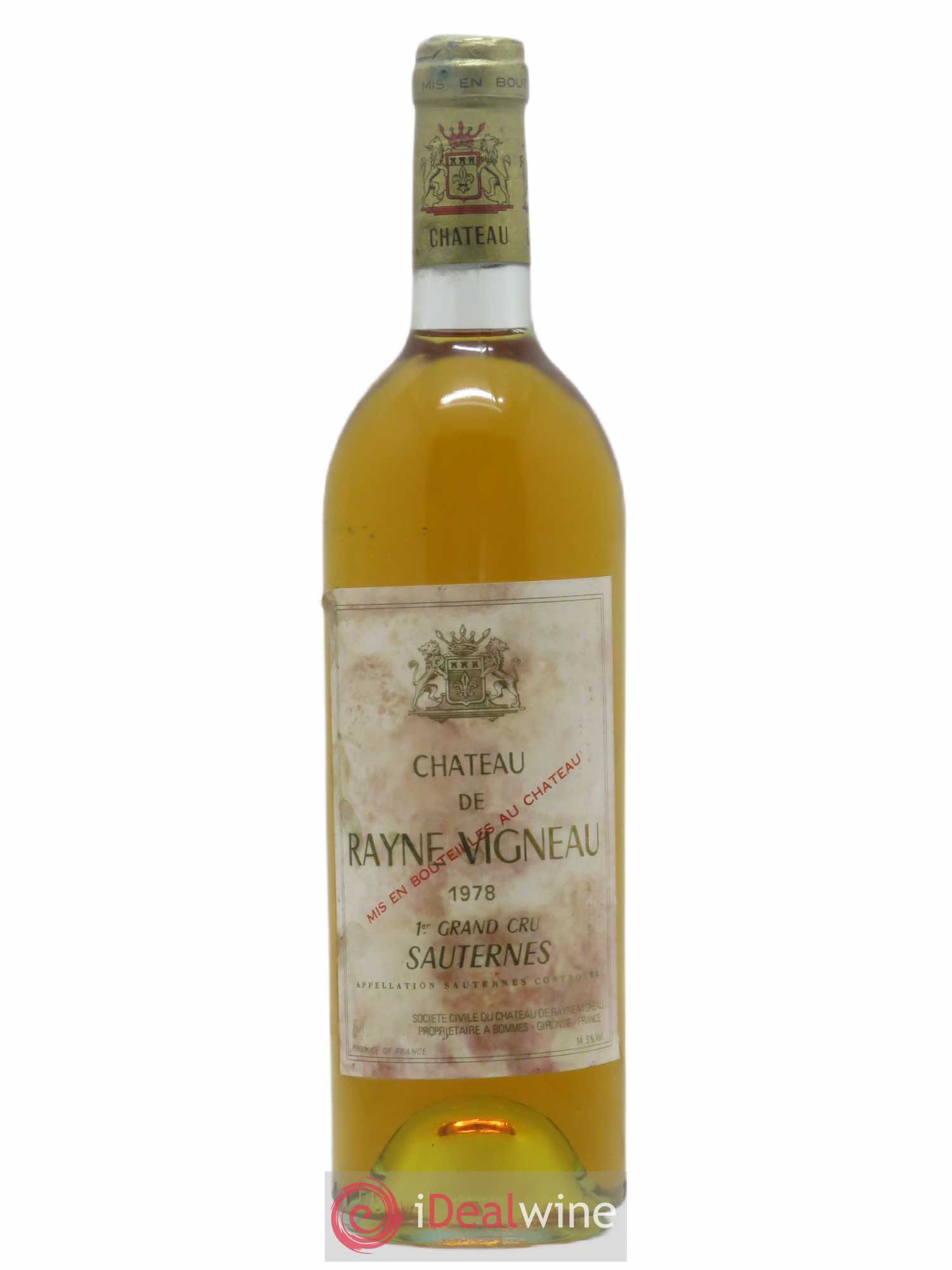 Château de Rayne Vigneau 1er Grand Cru Classé 1978 - Lotto di 1 bottiglia - 0