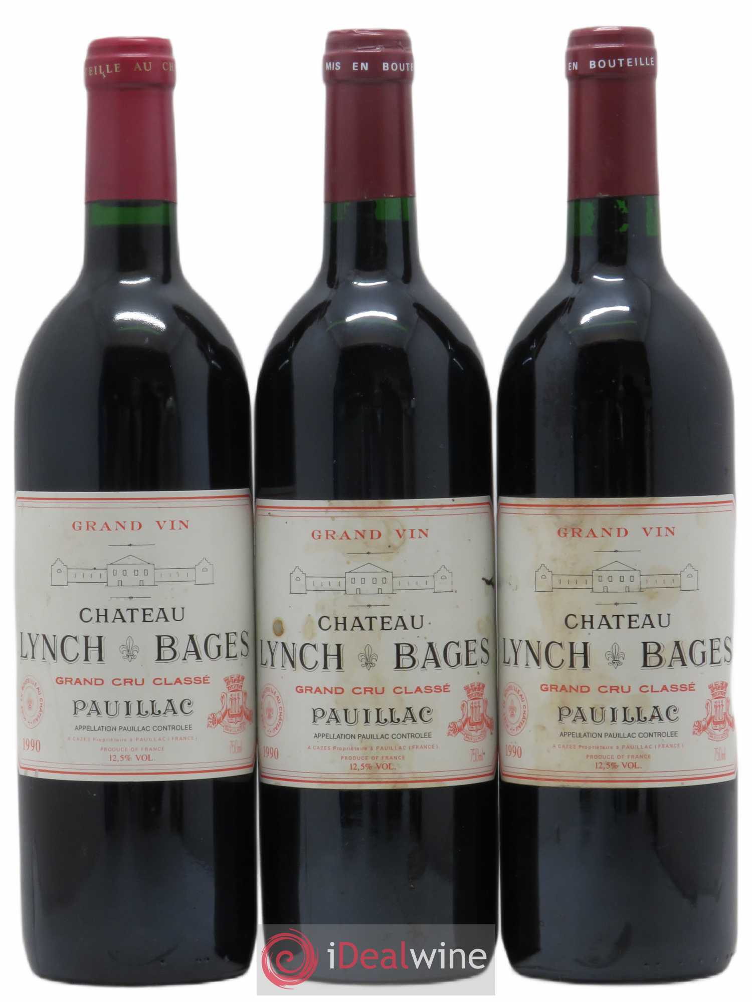 Château Lynch Bages 5ème Grand Cru Classé 1990 - Lot de 3 bouteilles - 0