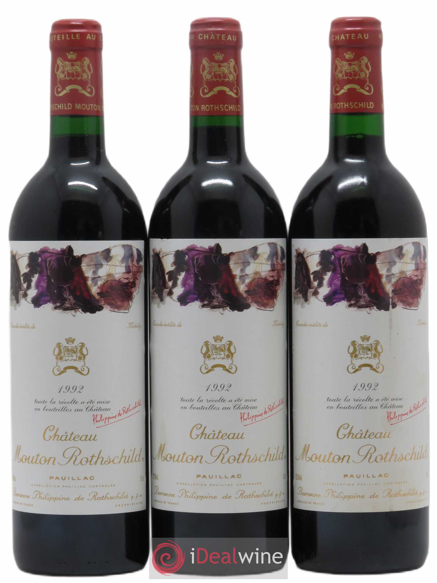 Château Mouton Rothschild 1er Grand Cru Classé 1992 - Lot de 3 bouteilles - 0