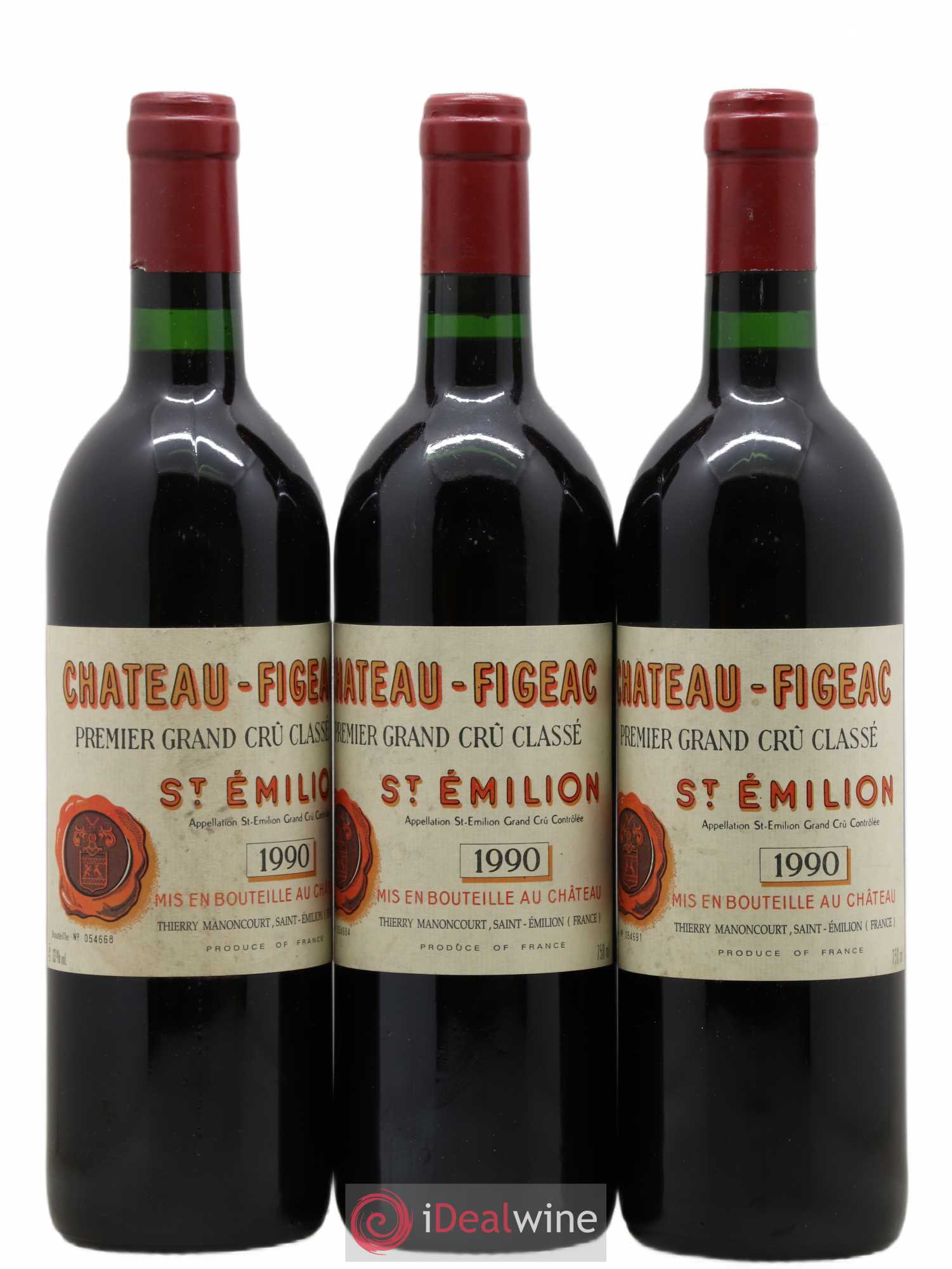 Château Figeac 1er Grand Cru Classé A 1990 - Lot de 3 bouteilles - 0