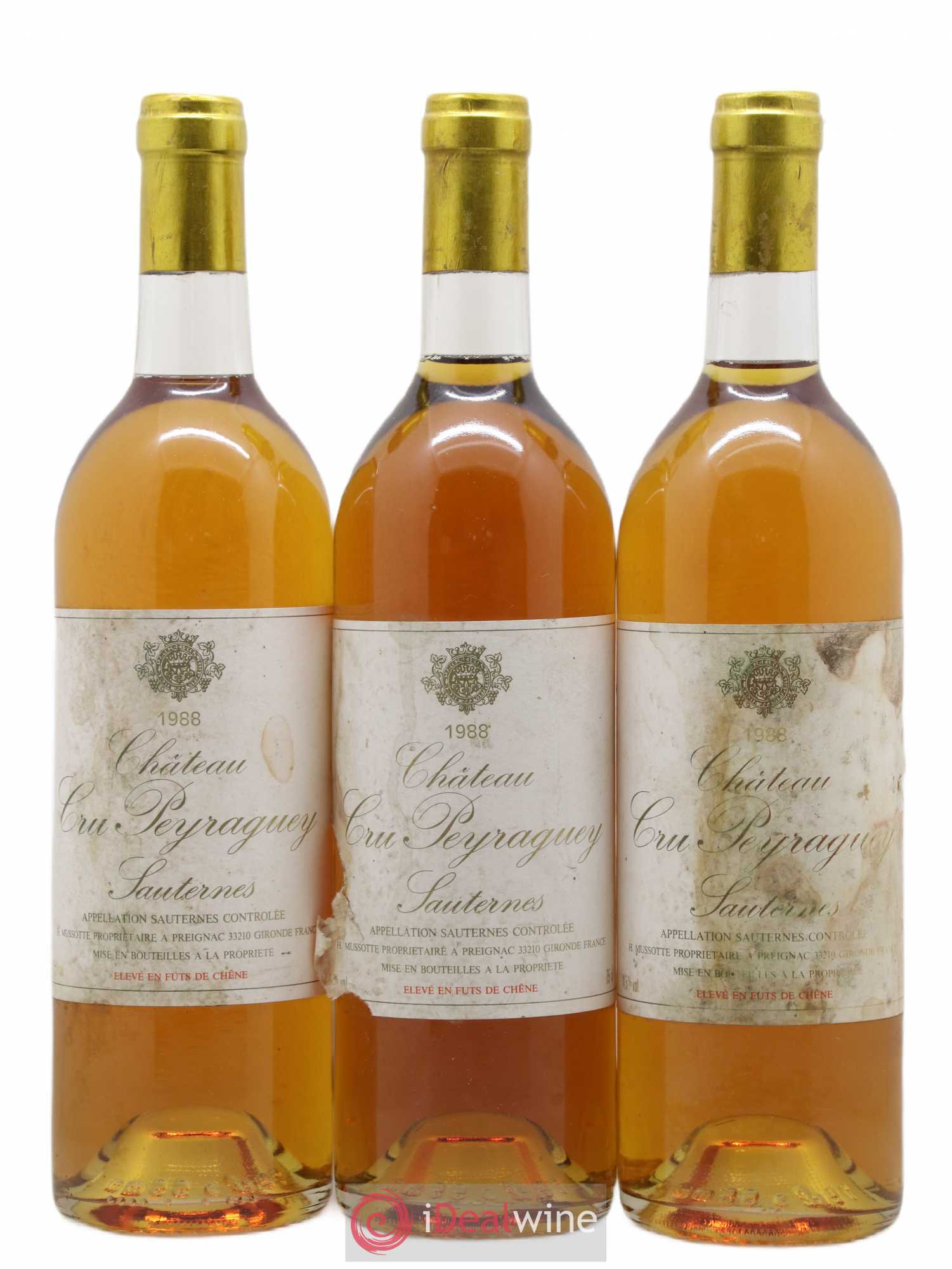 Sauternes Château Cru Peyraguey 1988 - Lotto di 3 bottiglie - 0