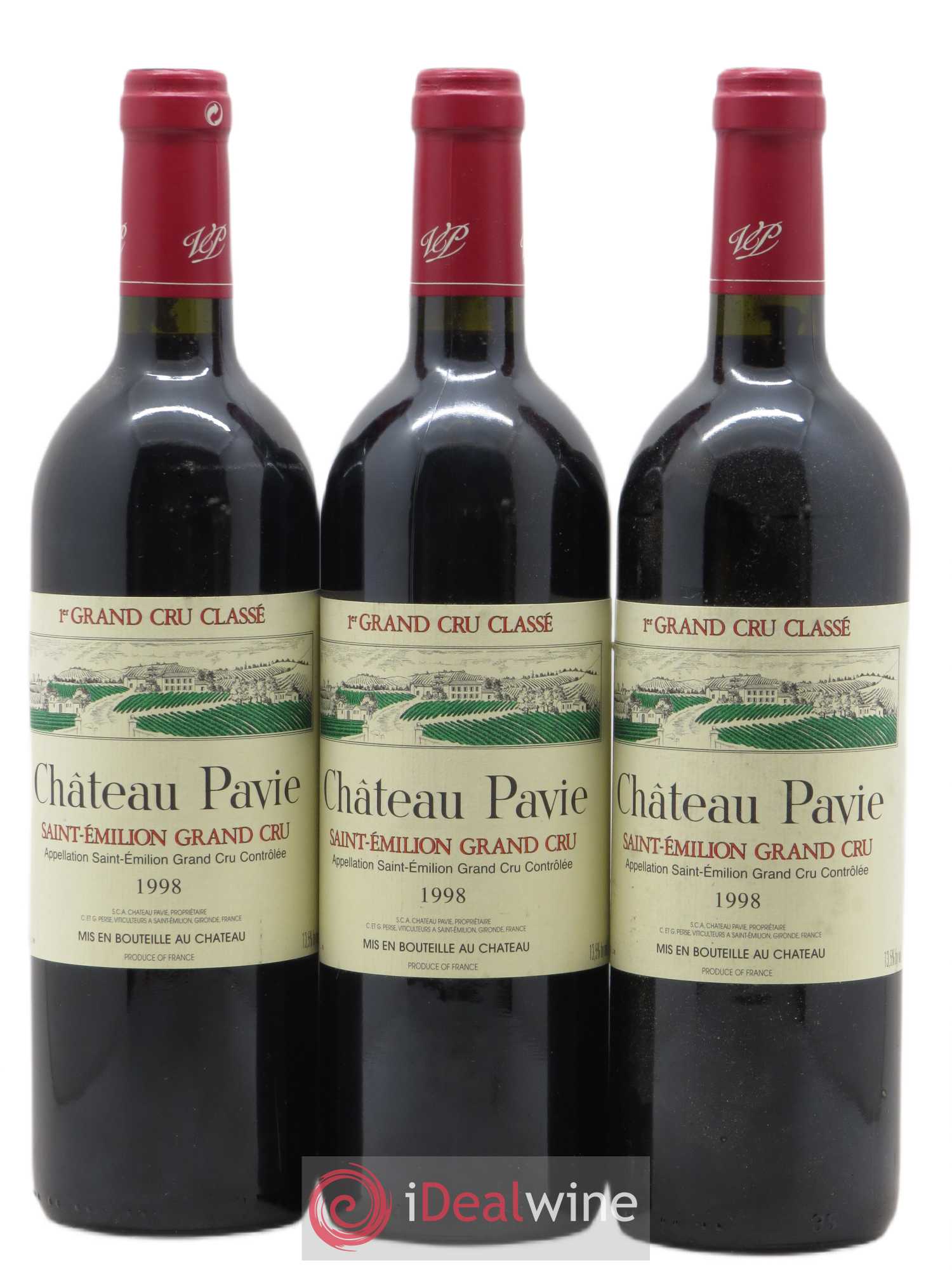 Château Pavie 1er Grand Cru Classé A 1998 - Lot de 3 bouteilles - 0