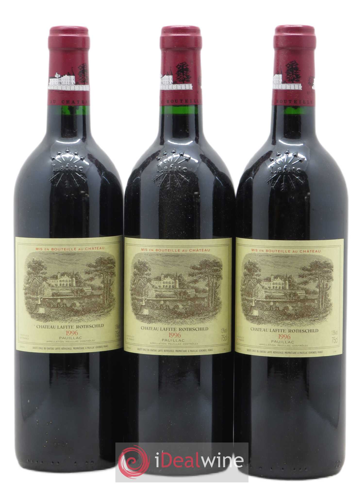 Château Lafite Rothschild 1er Grand Cru Classé 1996 - Lot de 3 bouteilles - 0