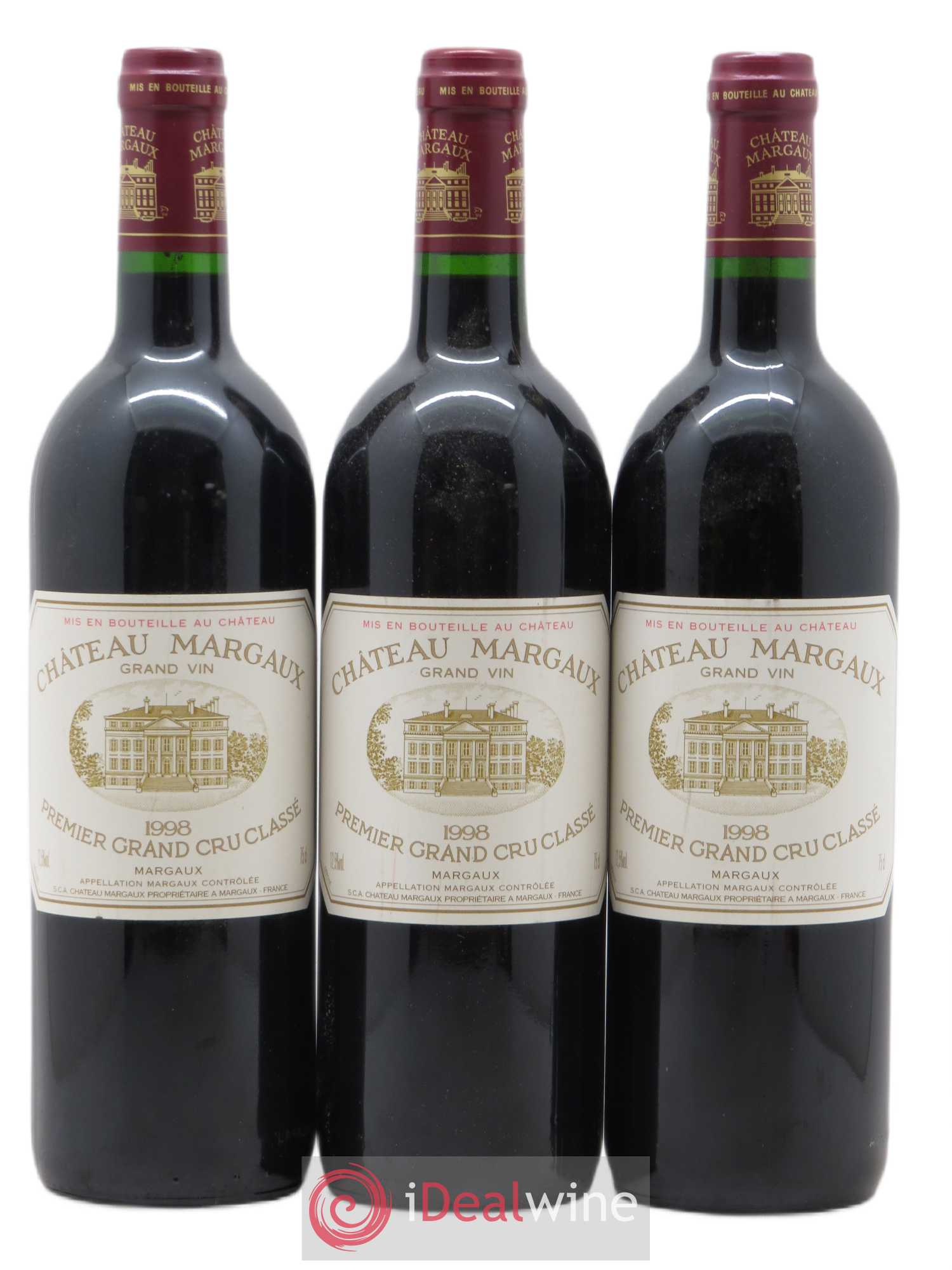 Château Margaux 1er Grand Cru Classé 1998 - Lot de 3 bouteilles - 0