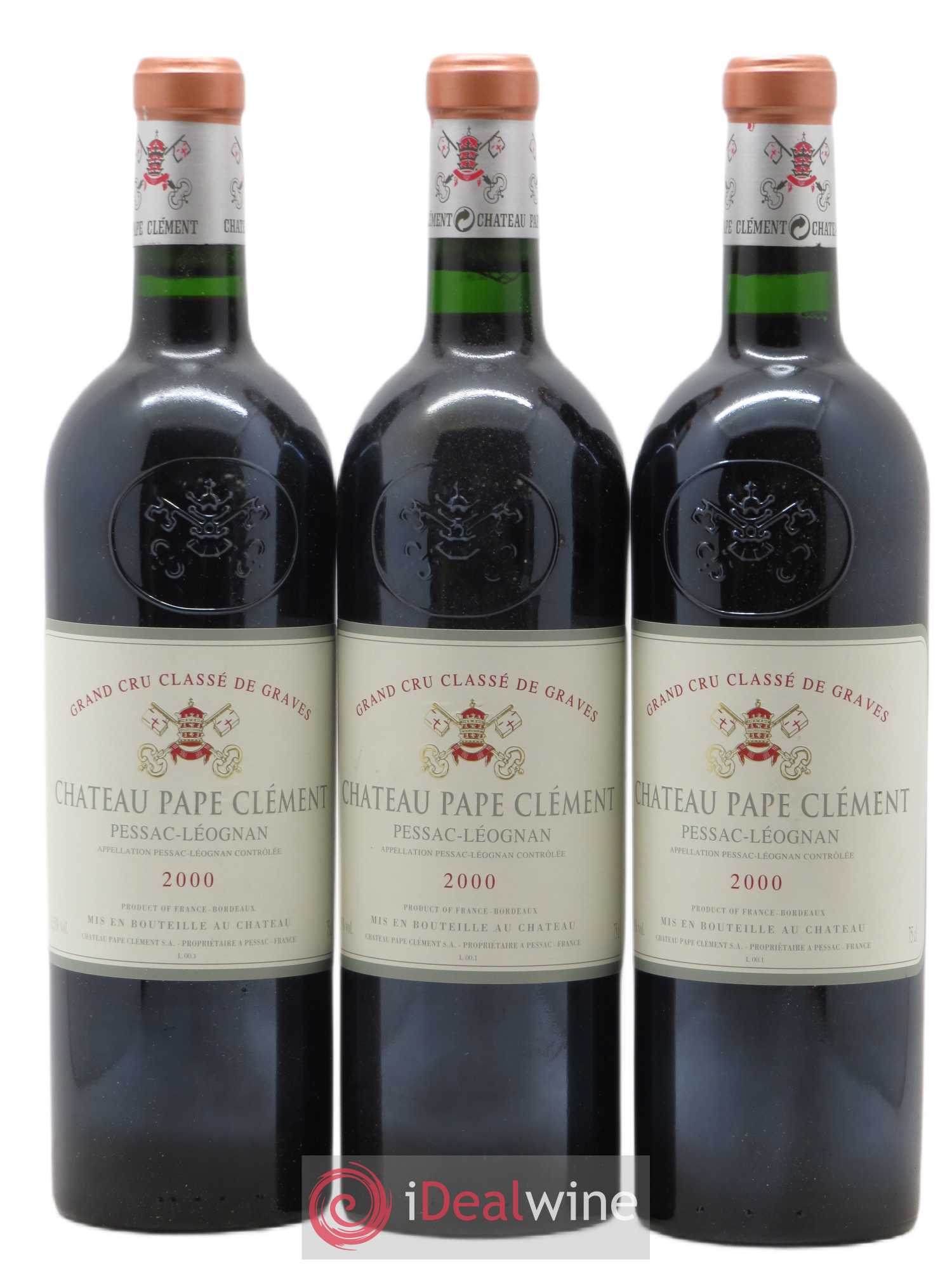 Château Pape Clément Cru Classé de Graves 2000 - Lot de 3 bouteilles - 0