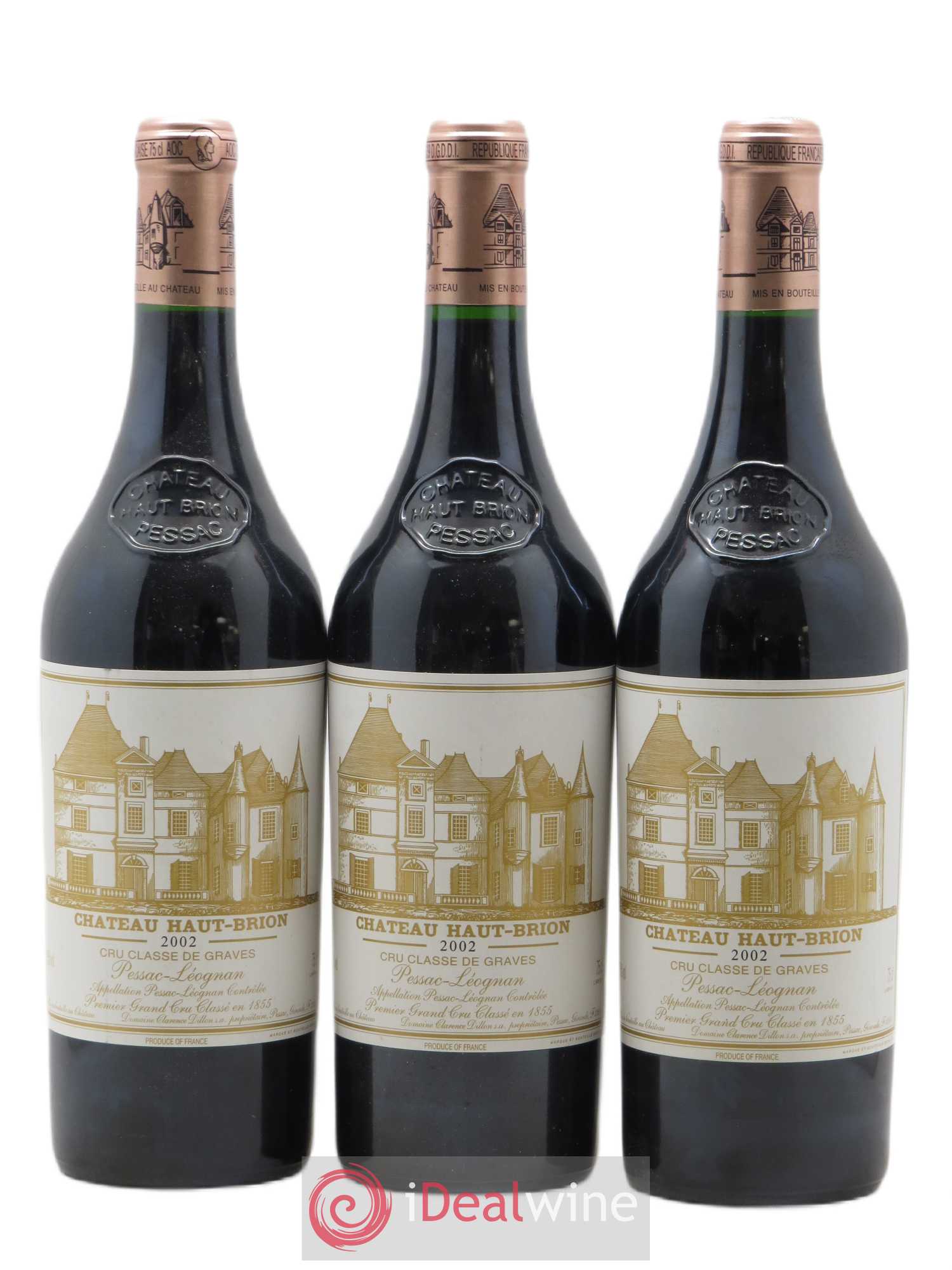 Château Haut Brion 1er Grand Cru Classé 2002 - Lot de 3 bouteilles - 0
