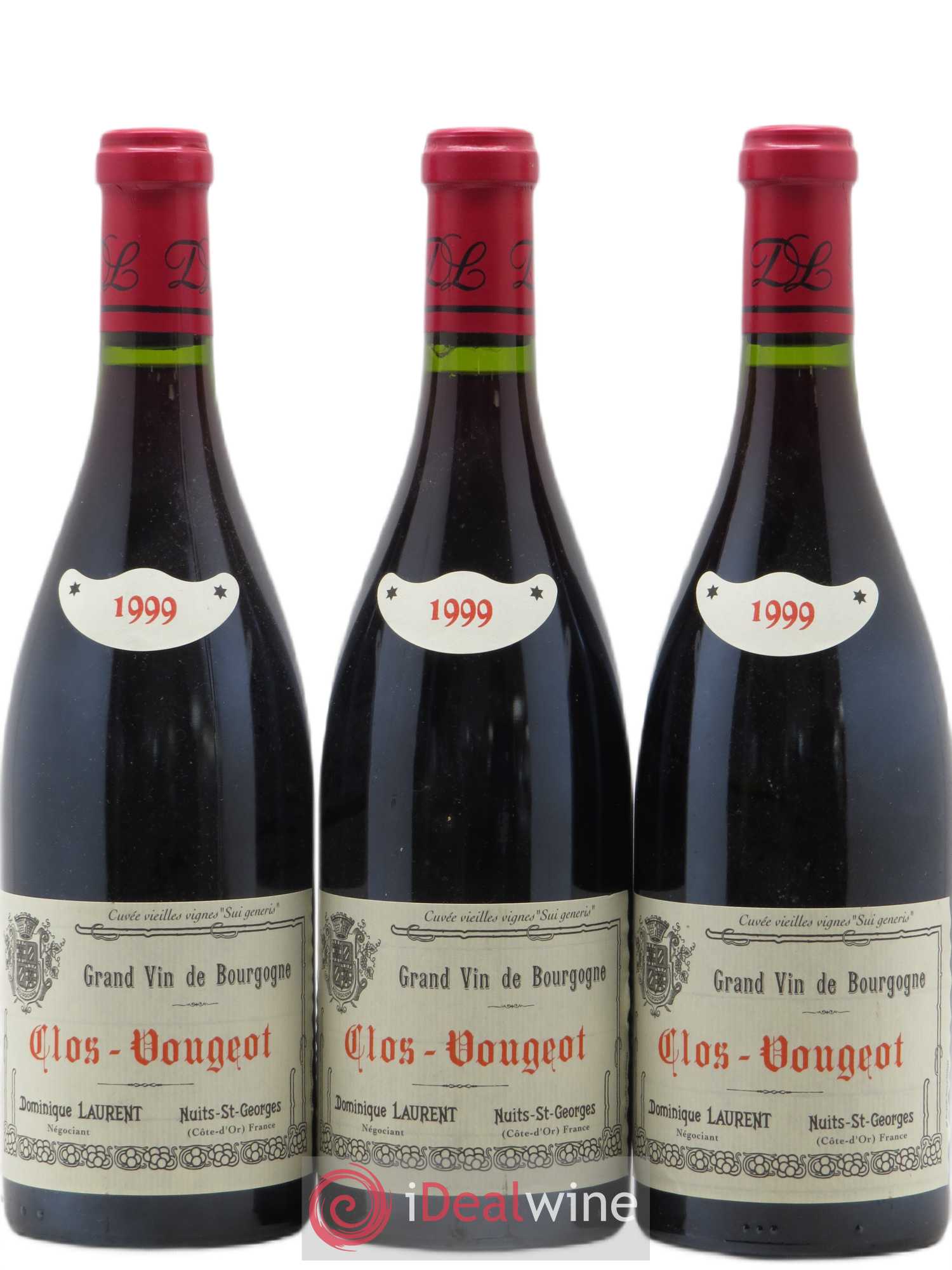 Clos de Vougeot Grand Cru Vieilles vignes Sui Generis Dominique Laurent 1999 - Lot de 3 bouteilles - 0