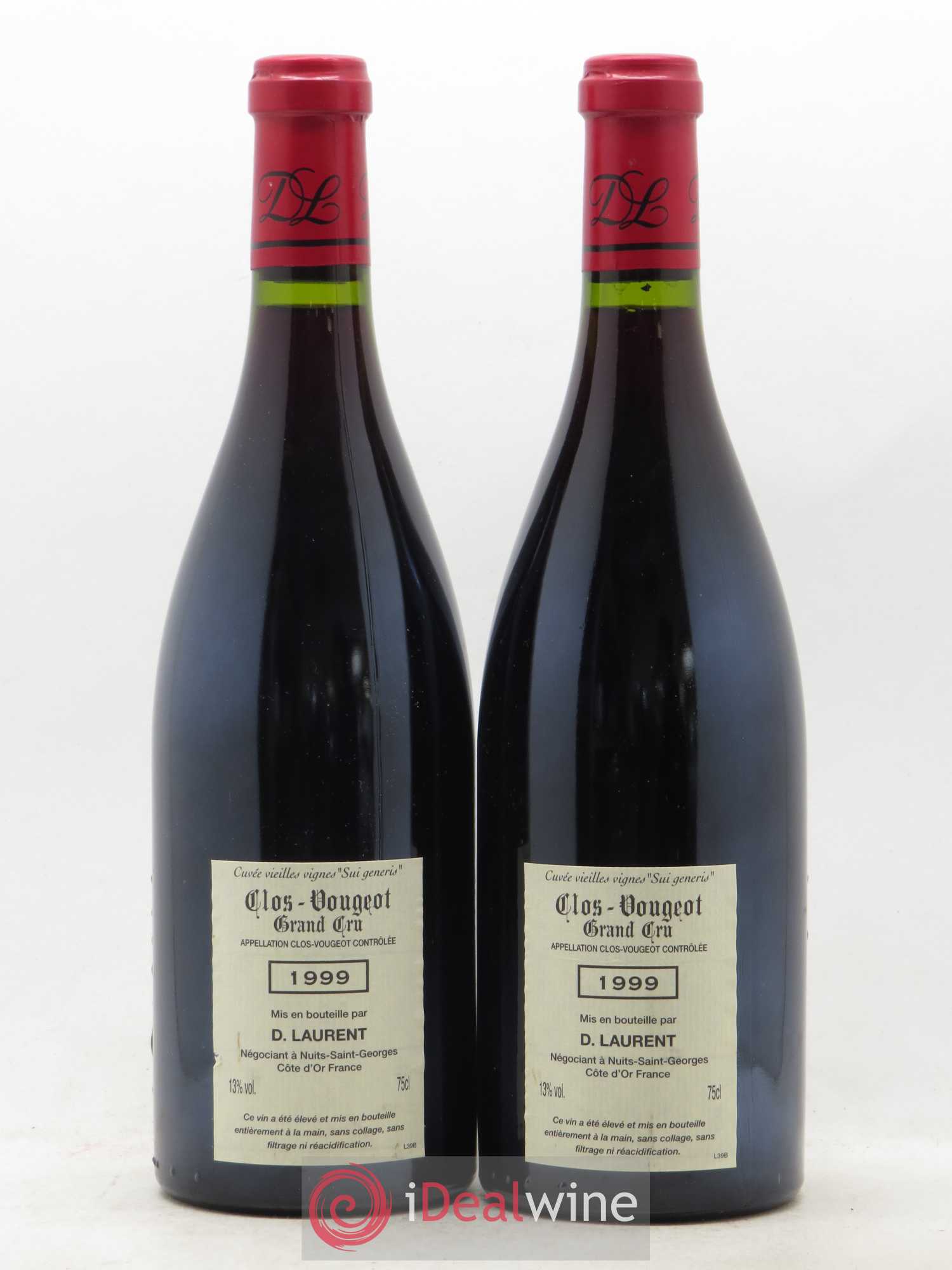 Clos de Vougeot Grand Cru Vieilles vignes Sui Generis Dominique Laurent 1999 - Lot de 2 bouteilles - 1