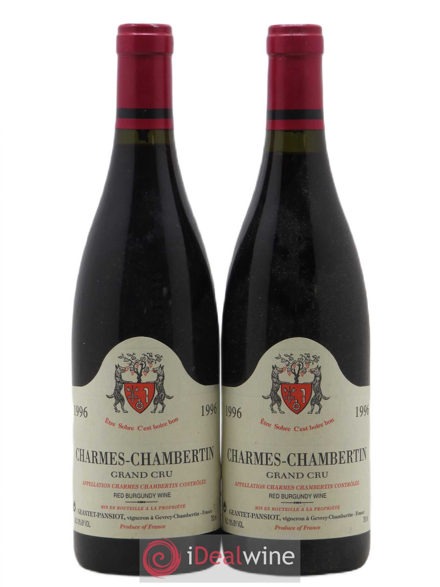 Charmes-Chambertin Grand Cru Geantet-Pansiot 1996 - Lot de 2 bouteilles - 0