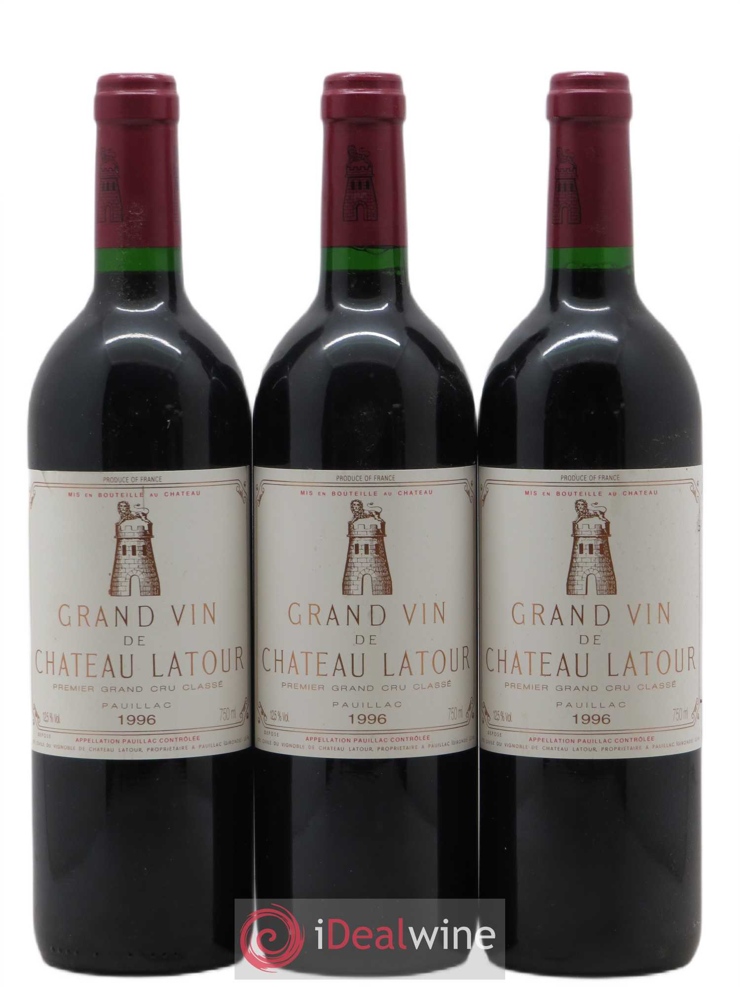 Château Latour 1er Grand Cru Classé 1996 - Lot de 3 bouteilles - 0