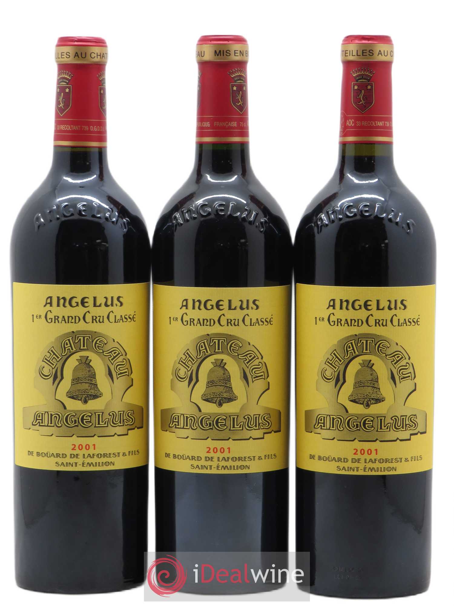 Château Angélus 1er Grand Cru Classé A 2001 - Lot de 3 bouteilles - 0