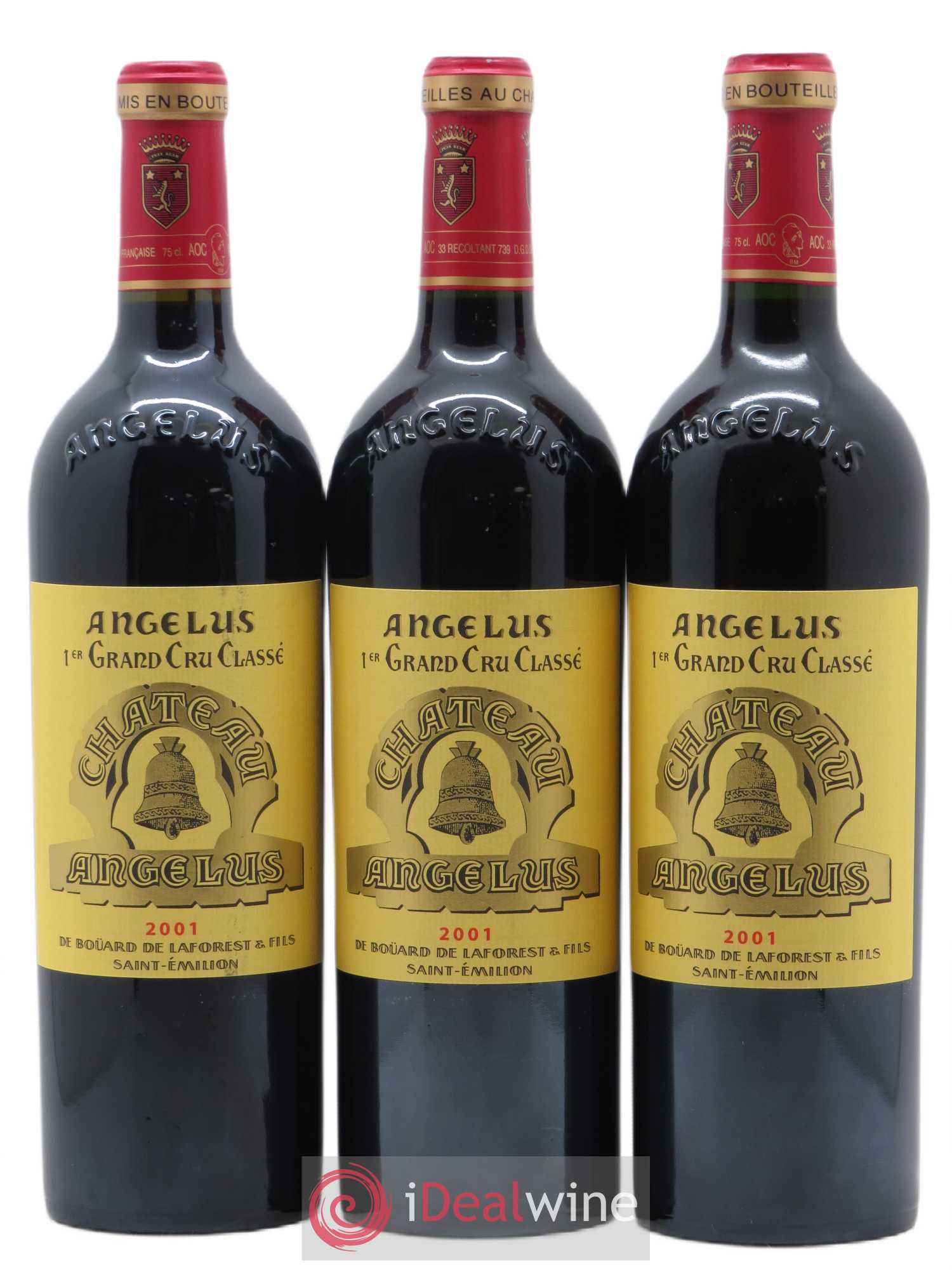 Château Angélus 1er Grand Cru Classé A 2001 - Lot de 3 bouteilles - 0