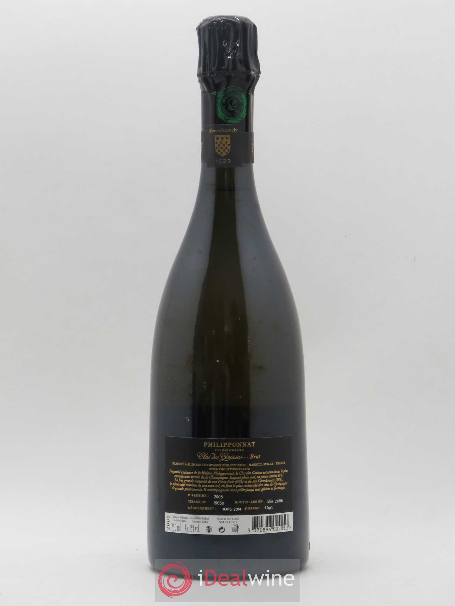 Clos des Goisses Philipponnat 2005 - Lot de 1 bouteille - 1