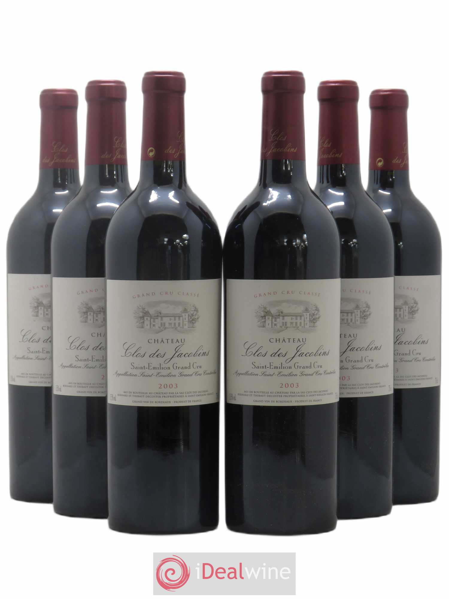 Château Clos des Jacobins Grand Cru Classé 2003 - Lot de 6 bouteilles - 0