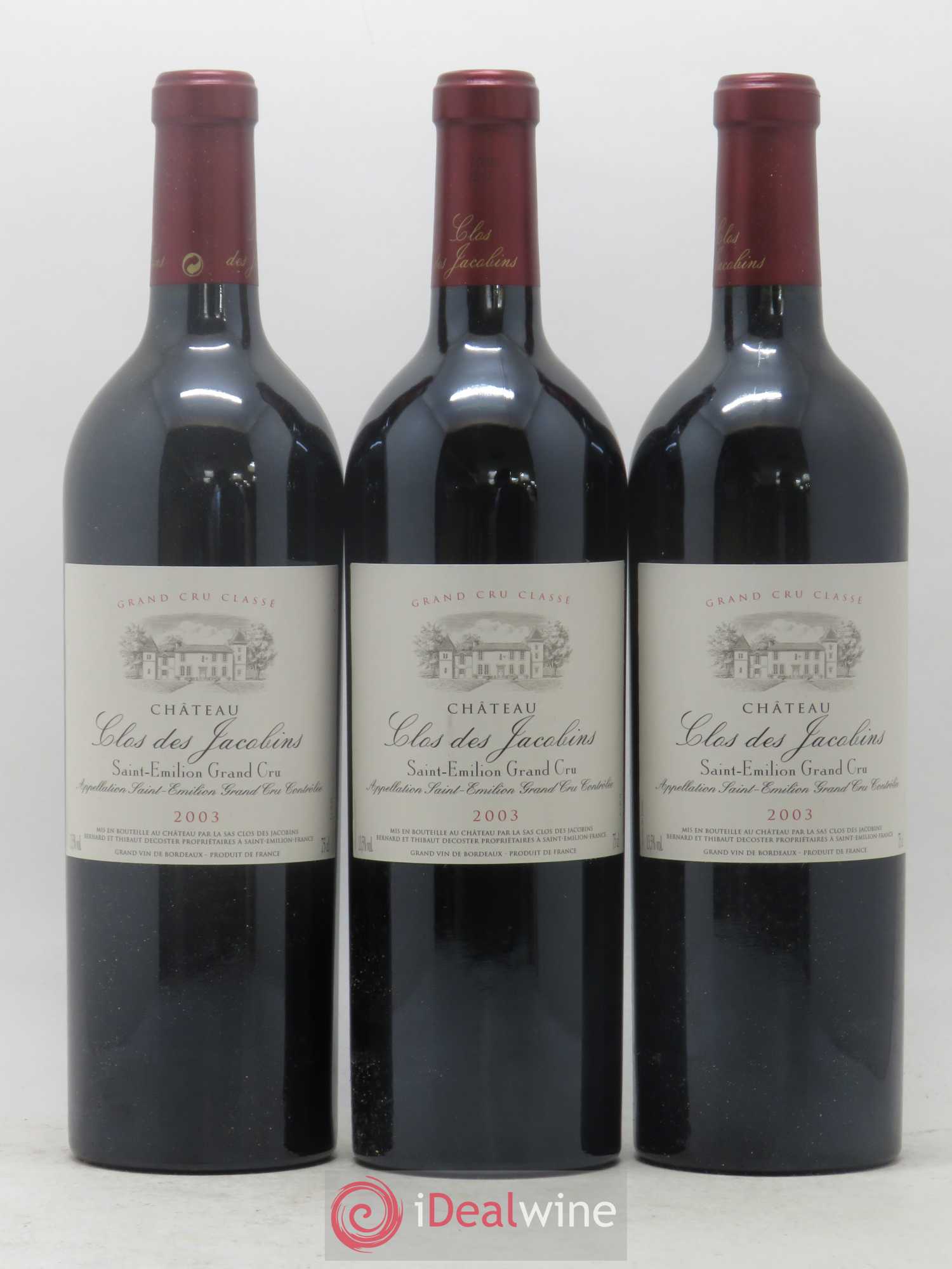 Château Clos des Jacobins Grand Cru Classé 2003 - Lot de 6 bouteilles - 1
