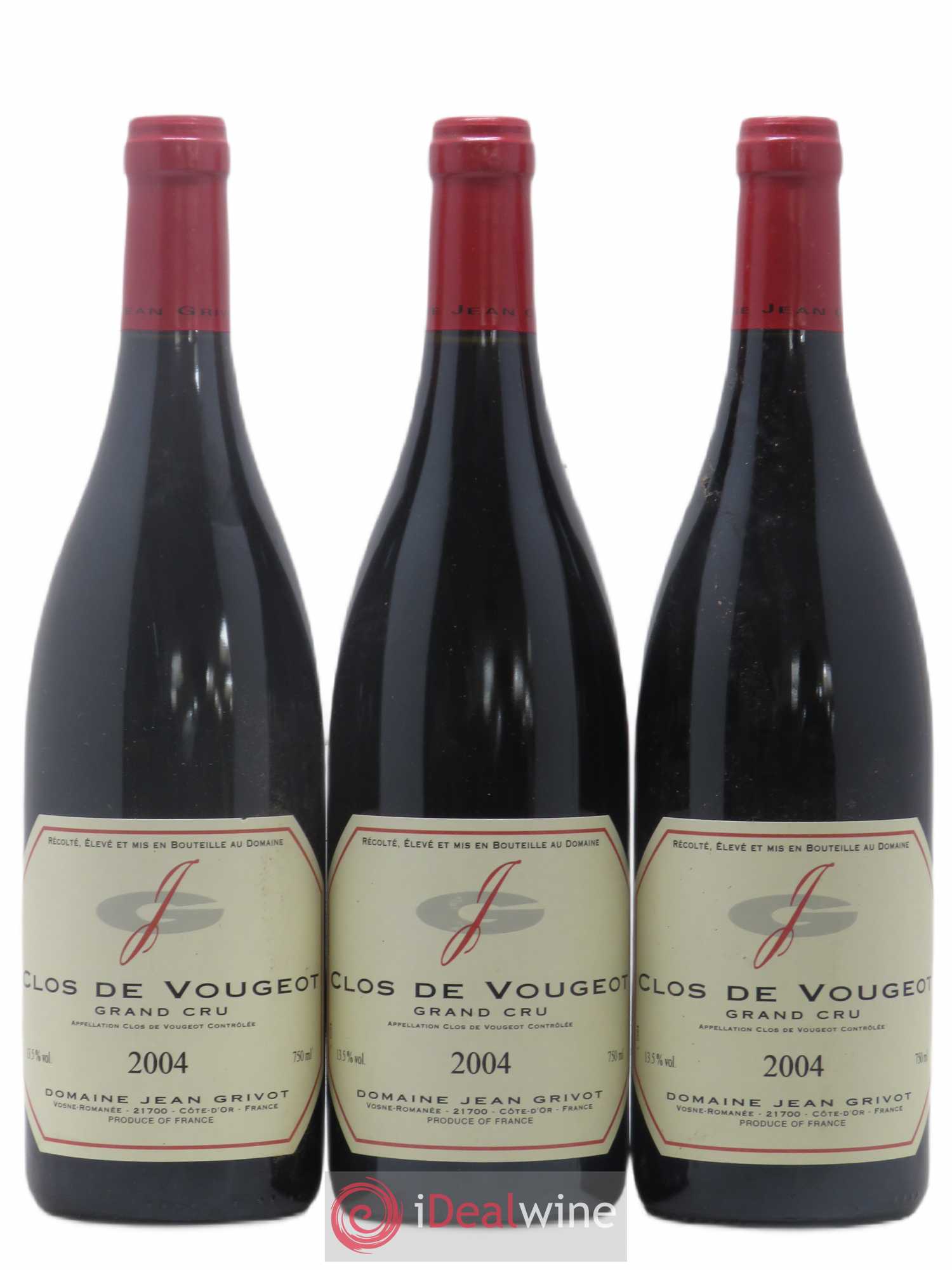 Clos de Vougeot Grand Cru Jean Grivot 2004 - Lot de 3 bouteilles - 0