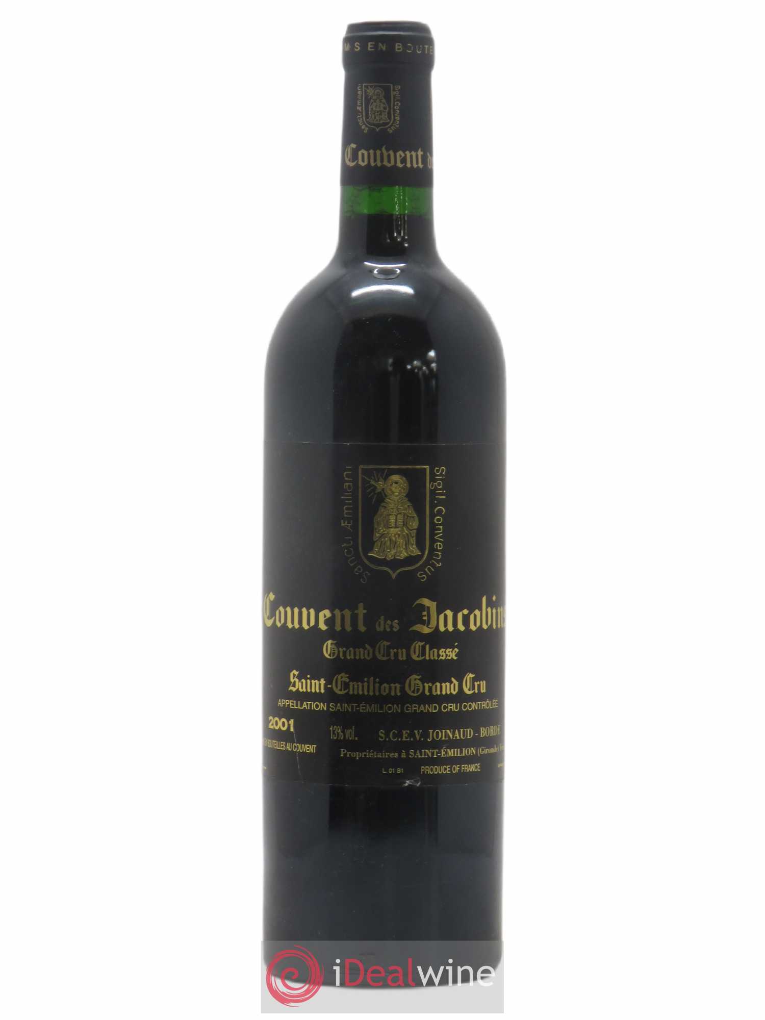 Château Couvent des Jacobins Grand Cru Classé 2001 - Lot de 1 bouteille - 0
