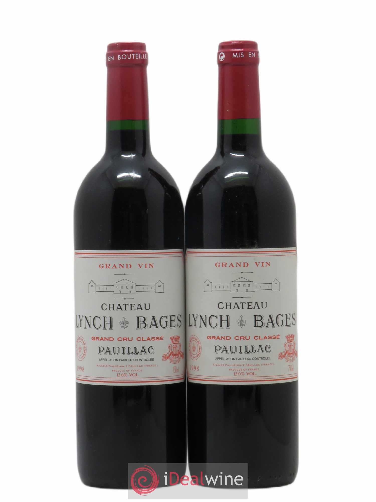 Château Lynch Bages 5ème Grand Cru Classé 1998 - Lot de 2 bouteilles - 0