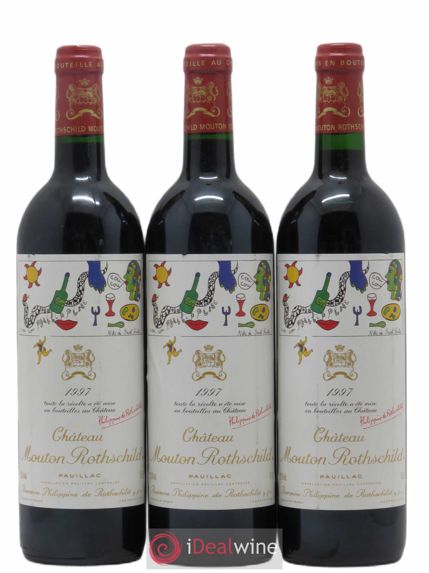 Château Mouton Rothschild 1er Grand Cru Classé 1997 - Lot de 3 bouteilles - 0