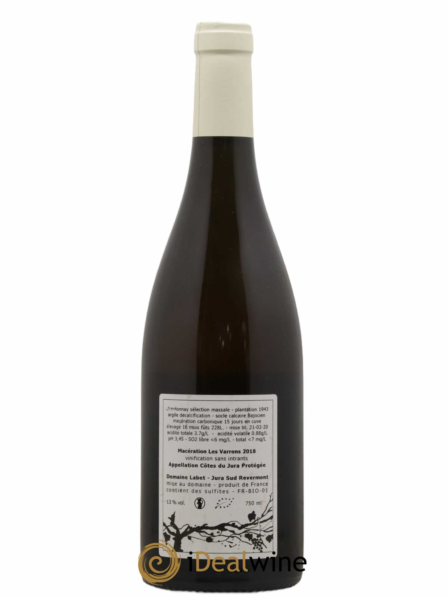 Côtes du Jura Chardonnay Les Varrons Macération Romain - Julien - Charline Labet 2018 - Lot de 1 bouteille - 1