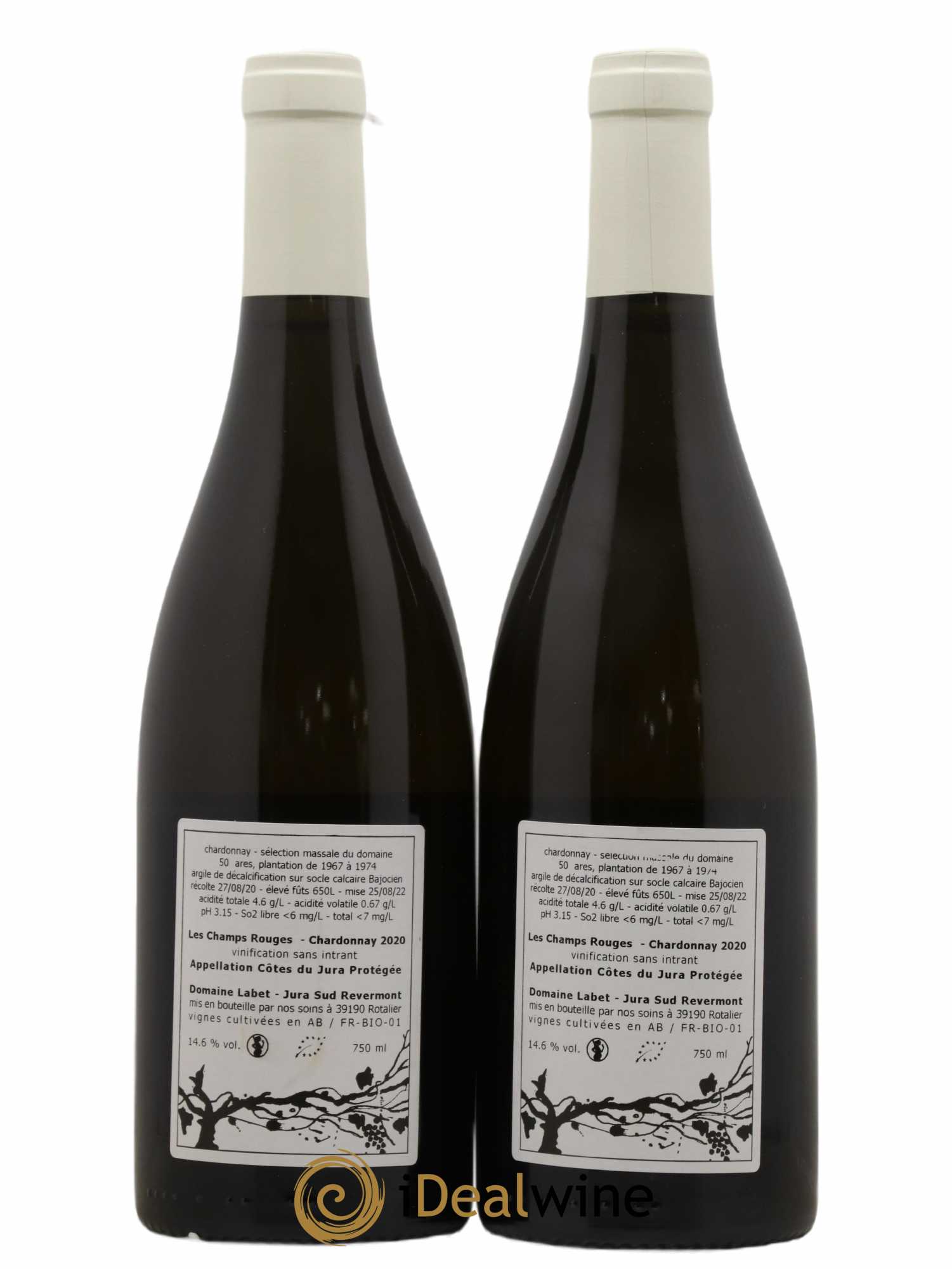 Côtes du Jura Chardonnay Les Champs Rouges Romain - Julien  - Charline Labet 2020 - Posten von 2 Flaschen - 1