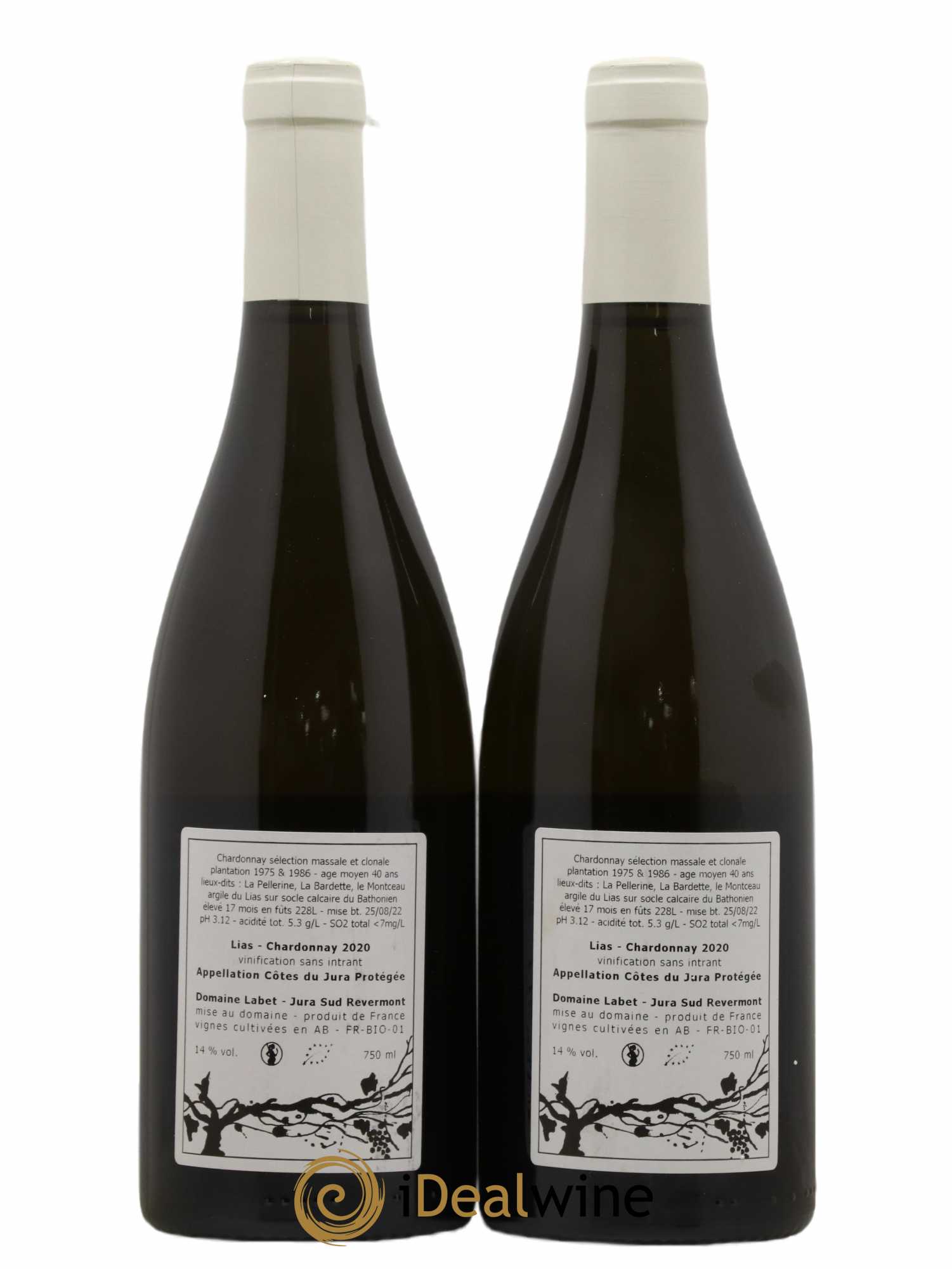 Côtes du Jura Chardonnay Lias Romain - Julien - Charline Labet 2020 - Lot de 2 bouteilles - 1