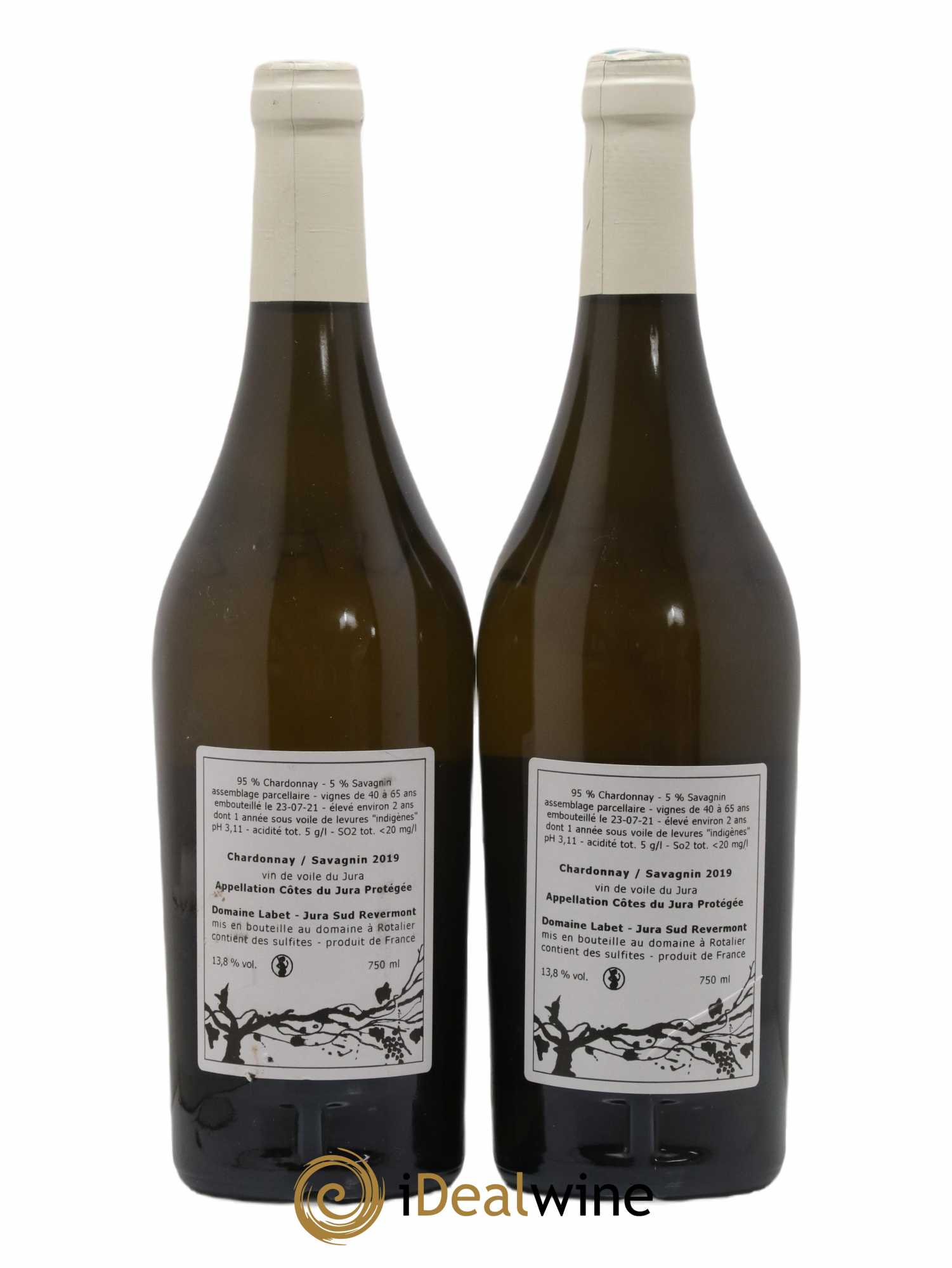 Côtes du Jura Vin de Voile Chardonnay-Savagnin cuvée de garde Romain - Julien - Charline Labet 2019 - Lot de 2 bouteilles - 1