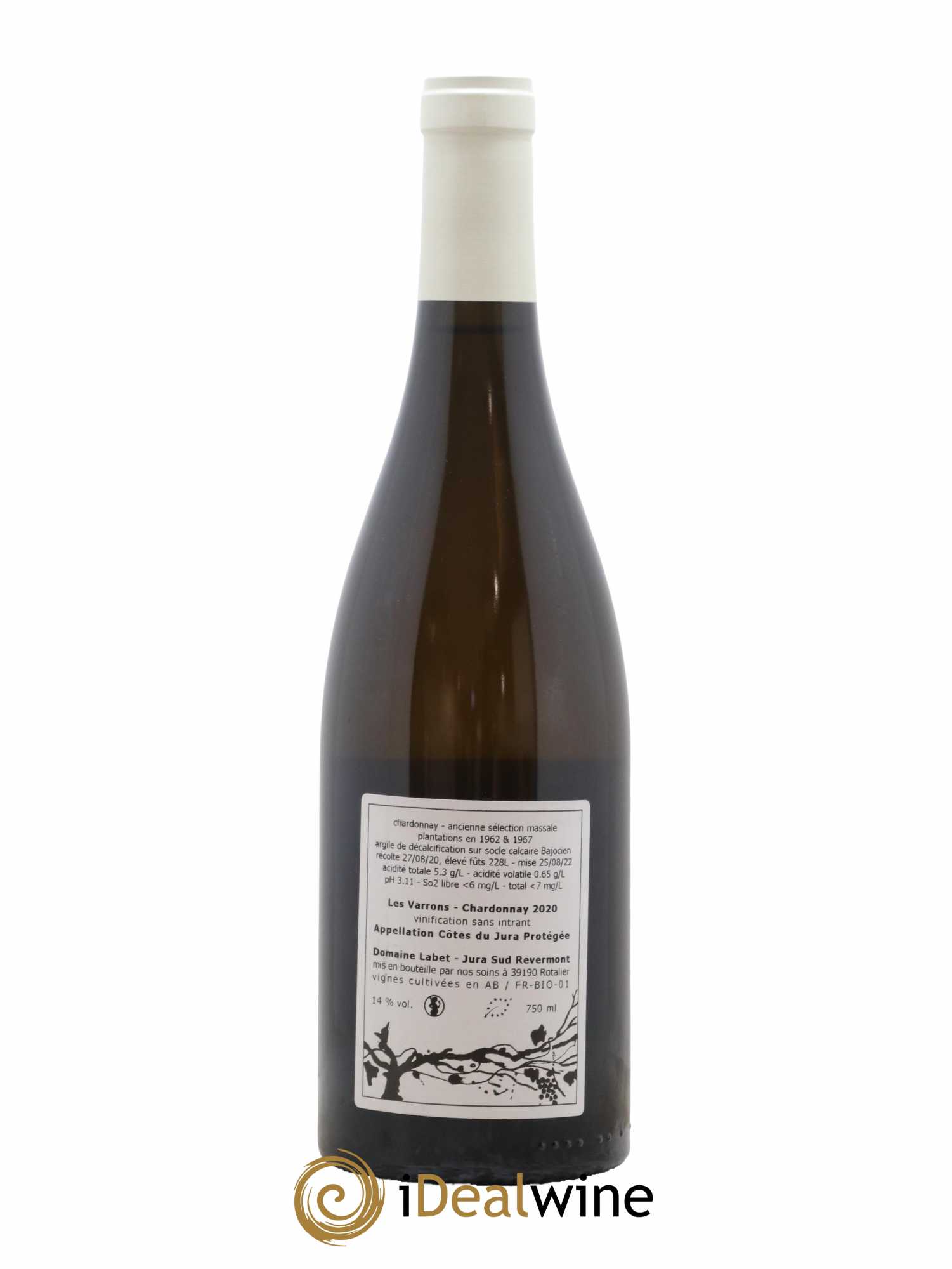 Côtes du Jura Chardonnay Les Varrons Romain - Julien - Charline Labet 2020 - Lot de 1 bouteille - 1