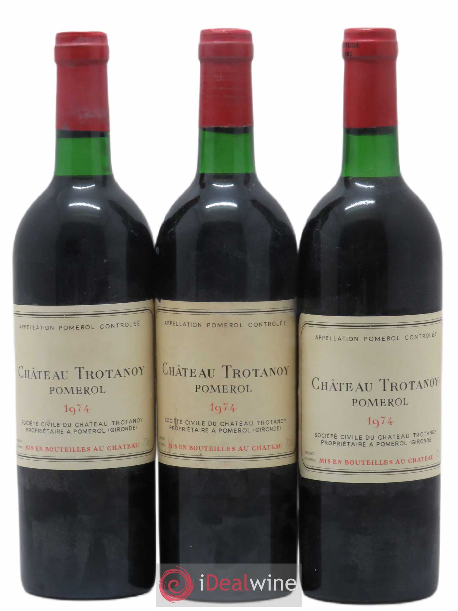 Château Trotanoy 1974 - Lot de 3 bouteilles - 0