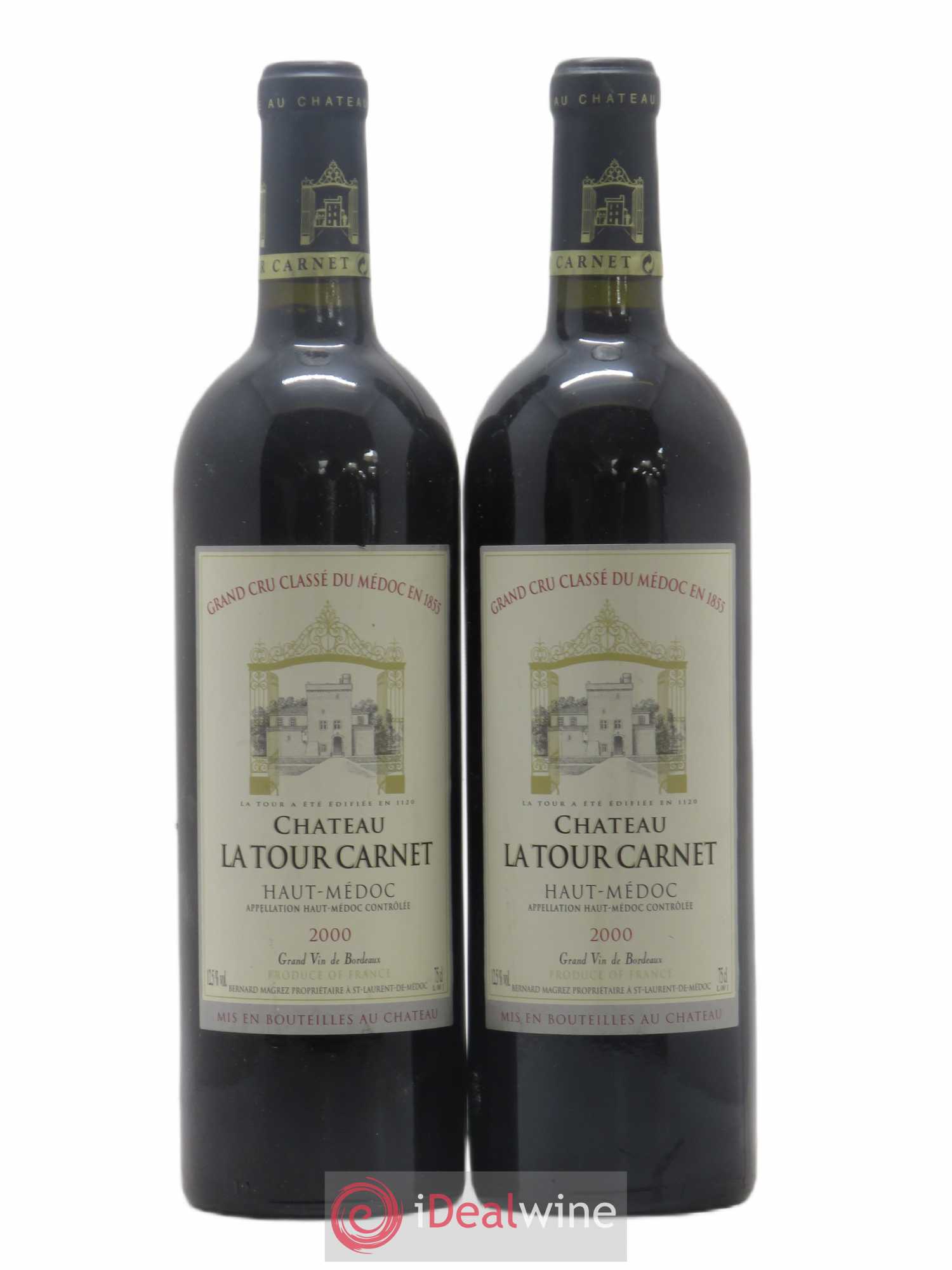 Château la Tour Carnet 4ème Grand Cru Classé 2000 - Lot de 2 bouteilles - 0