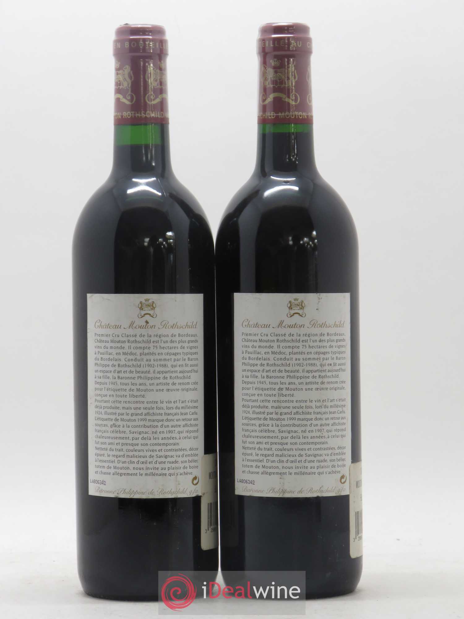 Château Mouton Rothschild 1er Grand Cru Classé 1999 - Lot de 2 bouteilles - 1